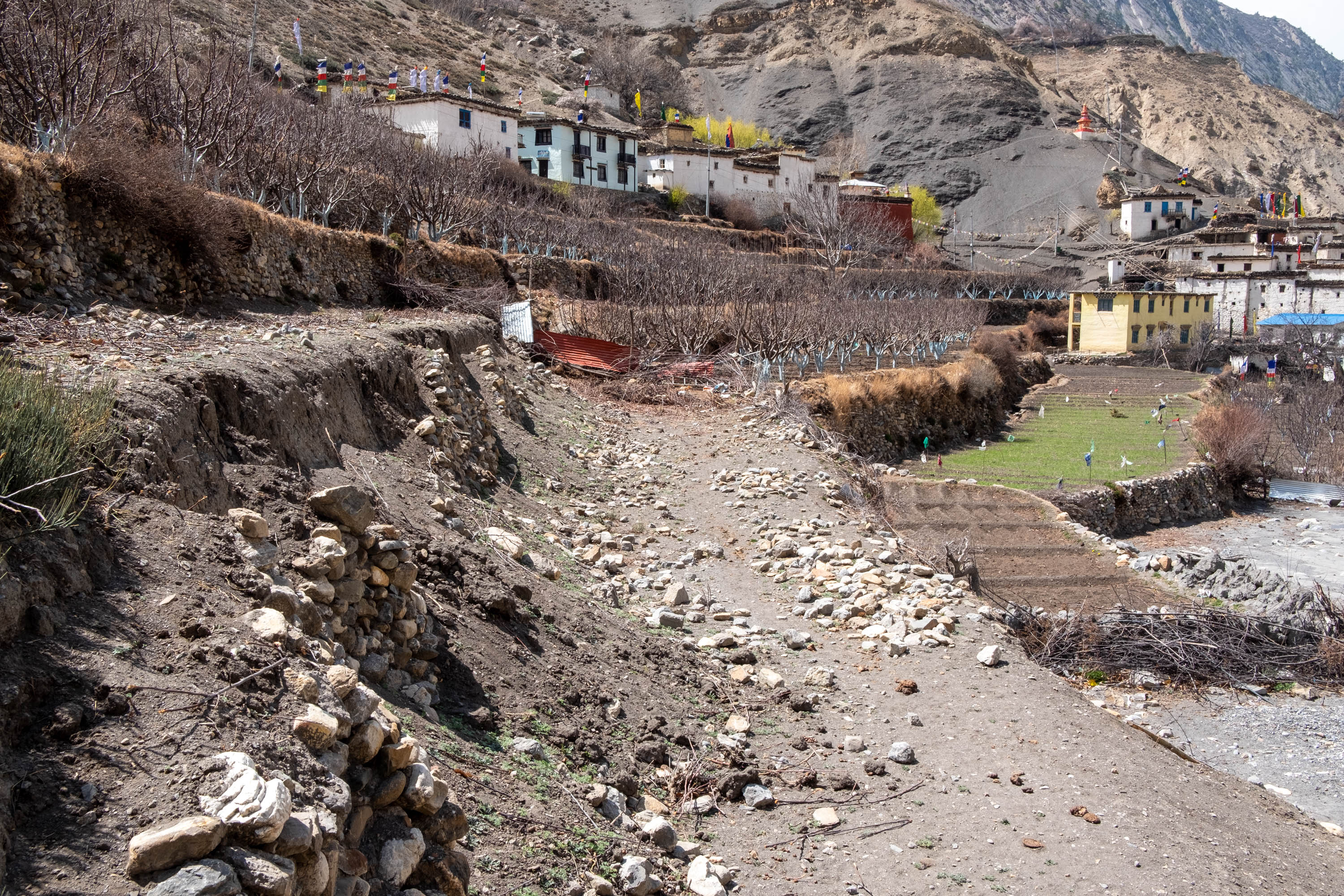 Former farmland has been ruined by flooding in Lubra, Nepal [Eileen McDougall/Al Jazeera]