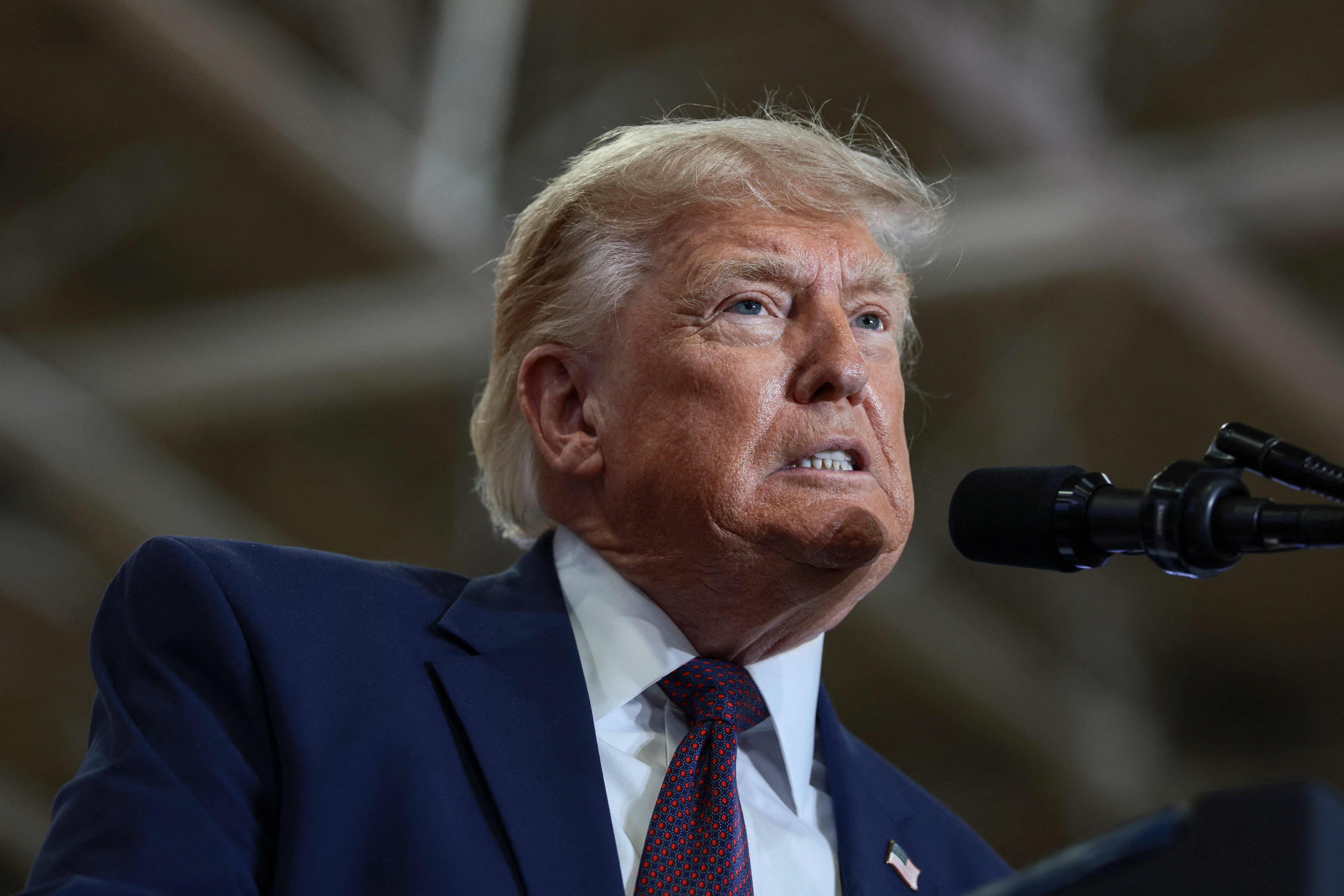 U.S. President Donald Trump delivers remarks during a visit to a Mack Trucks' assembly plant, in Macungie, Pennsylvania, U.S.
