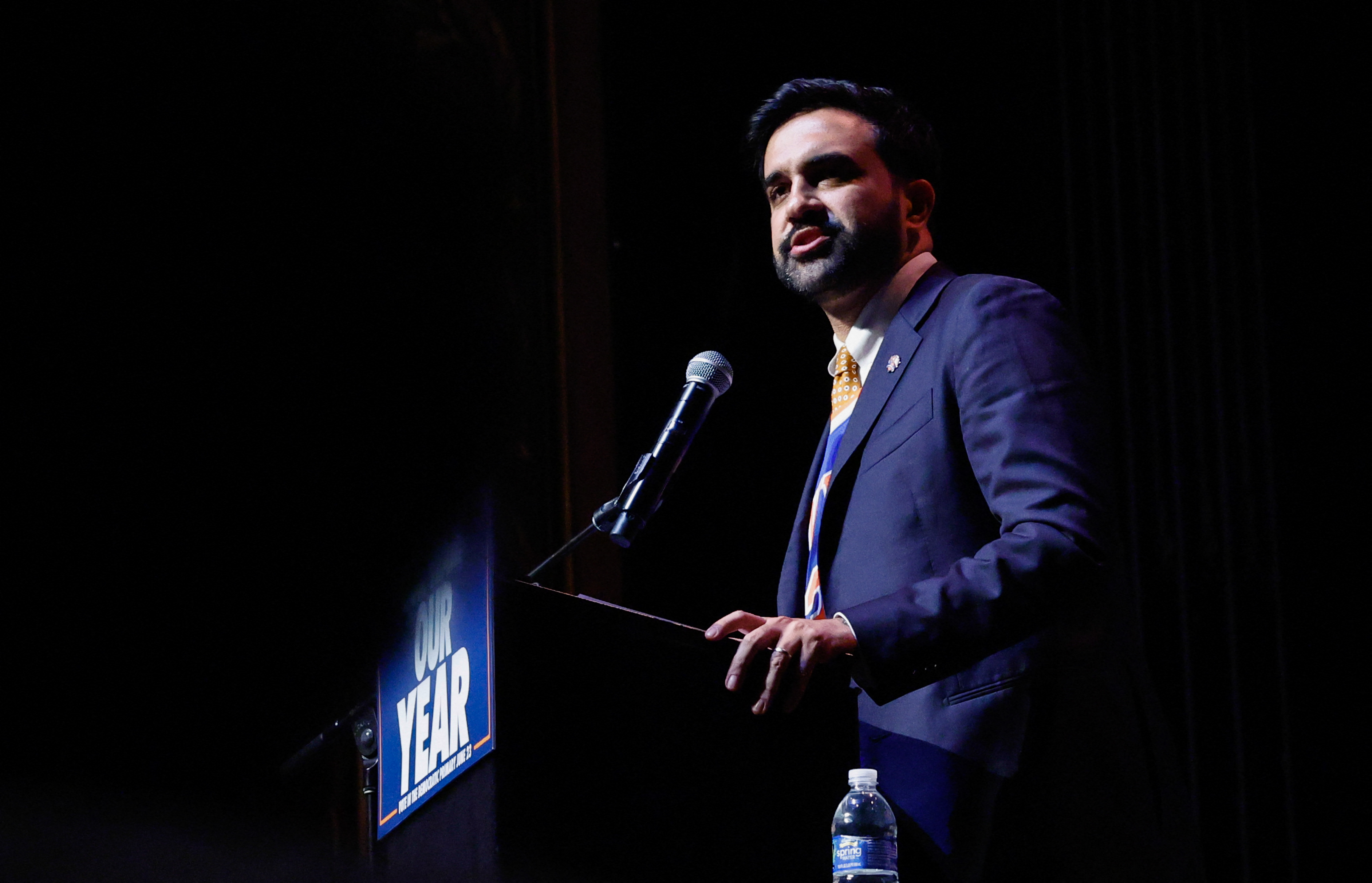 New York Mayor Zohran Mamdani speaks.