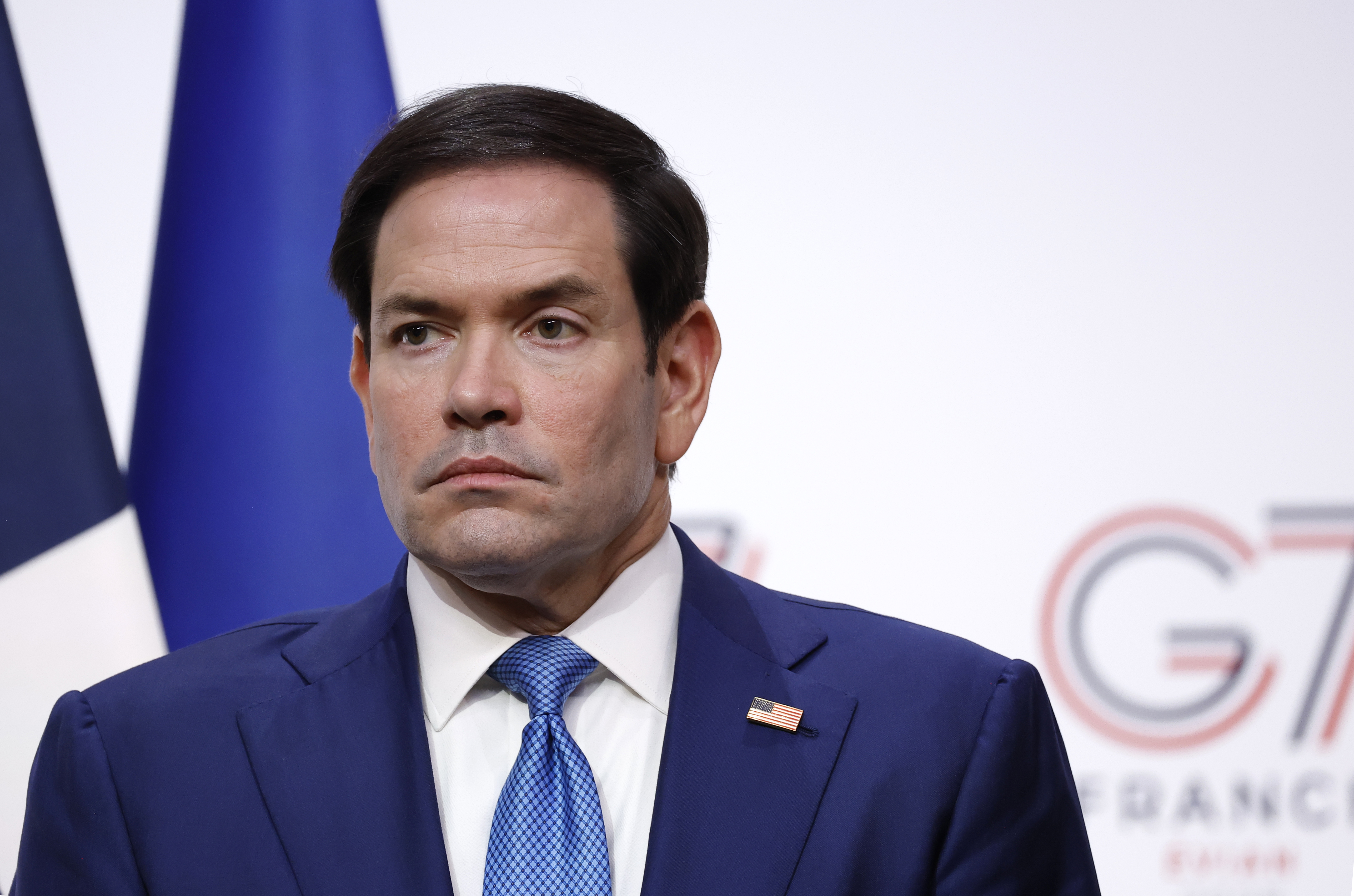 epa13044658 US Secretary of State Marco Rubio attends a press conference at the Hotel Royal during the G7 summit in Evian-les-Bains, France, 17 June 2026. The 52nd G7 Summit takes place in Evian-les-Bains from 15 to 17 June 2026. EPA/YOAN VALAT