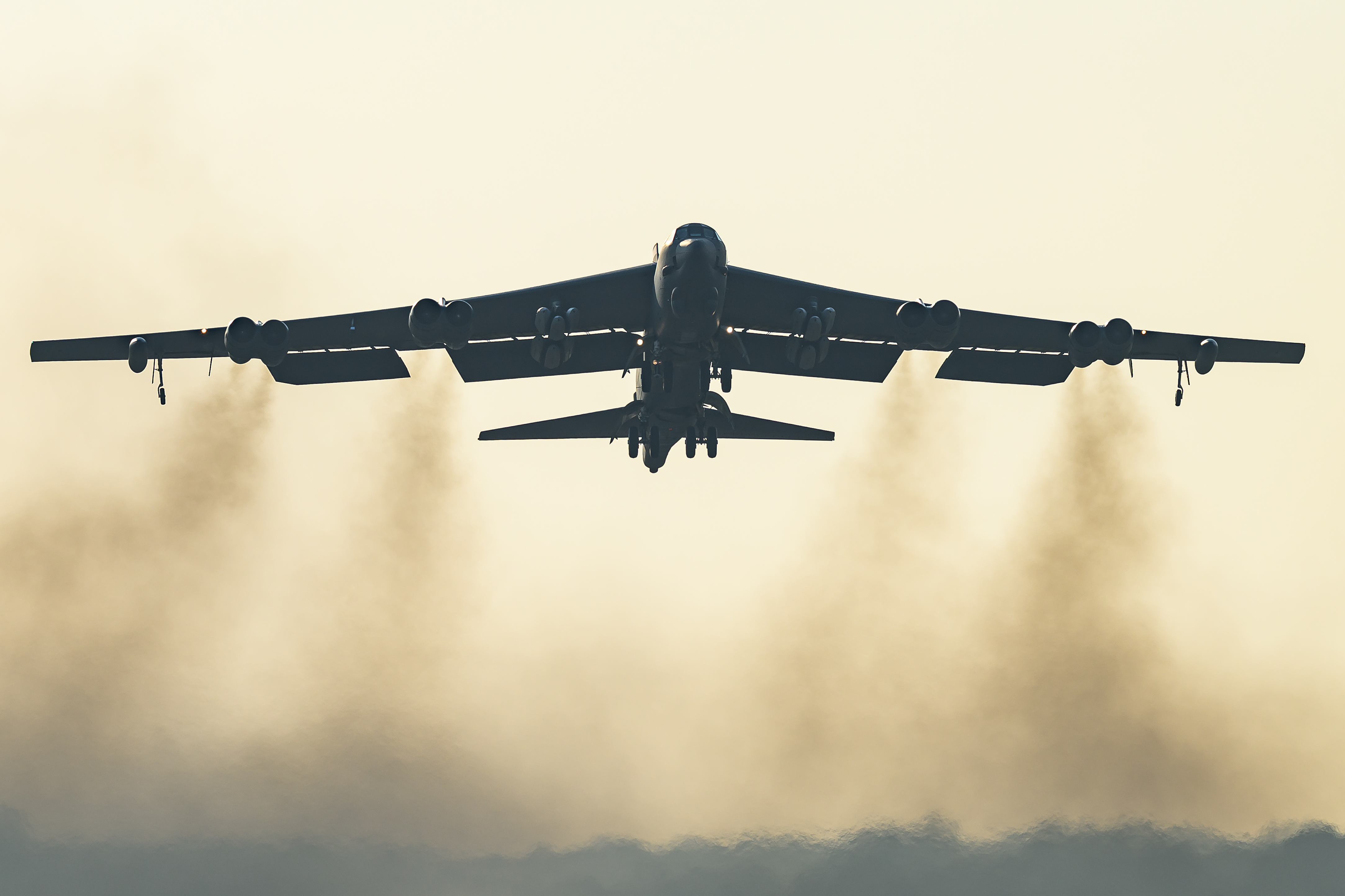 A United States Air Force B-52 Stratofortress strategic bomber takes off from RAF Fairford on March 19, 2026 in Fairford, England. Since UK Prime Minister Keir Starmer back-tracked on his initial refusal to allow the U.S. to use British bases to launch defensive strikes against Iranian missile sites, a variety of U.S. military aircraft, including B52 and B-1 bombers, have been spotted at RAF Fairford in Gloucestershire. (Photo by Leon Neal/Getty Images)