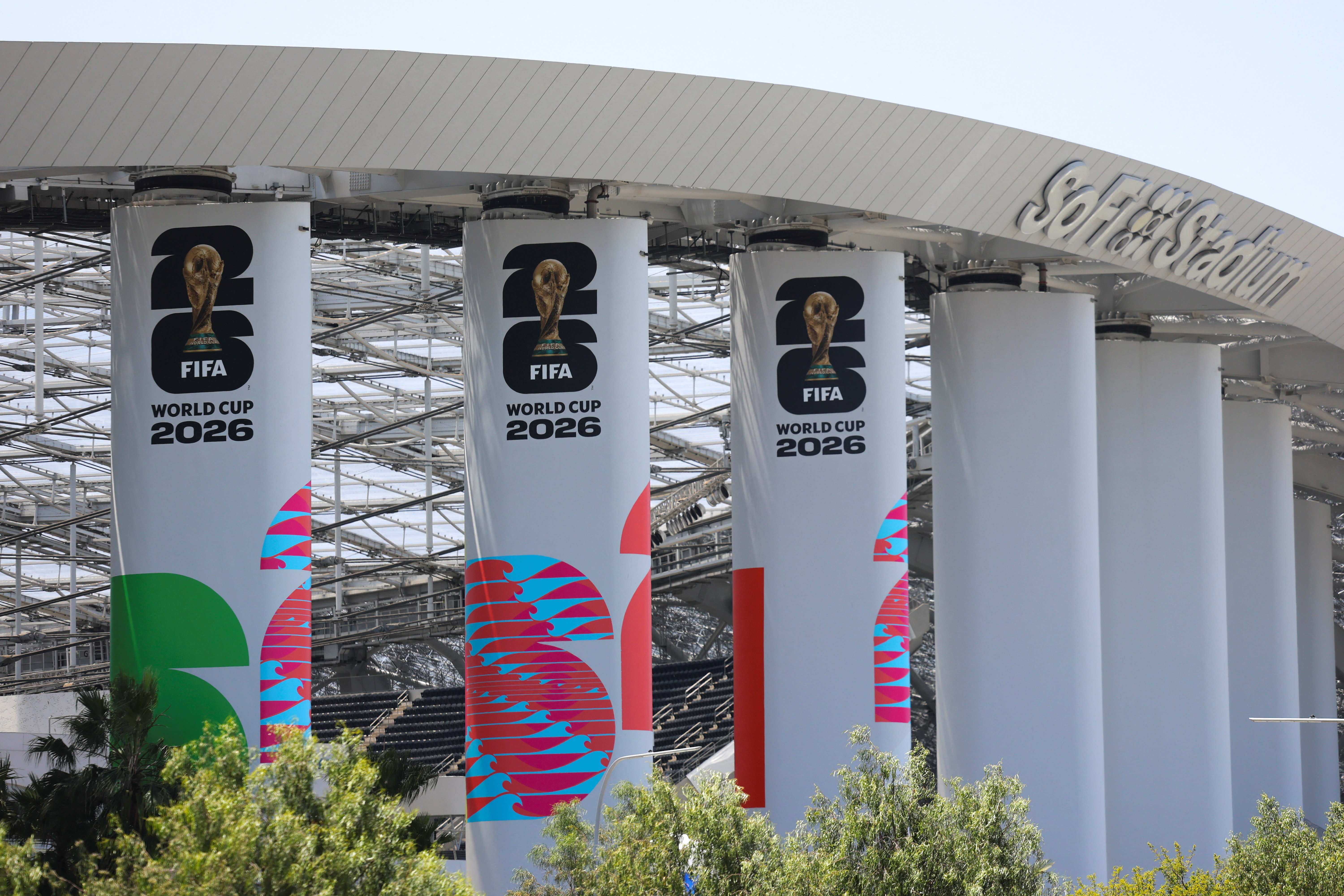 A general view of the Los Angeles Stadium as Los Angeles prepares for the 2026 FIFA World Cup co-hosted by the United States, Canada and Mexico, in Inglewood, California, U.S., June 1, 2026. REUTERS/Daniel Cole
