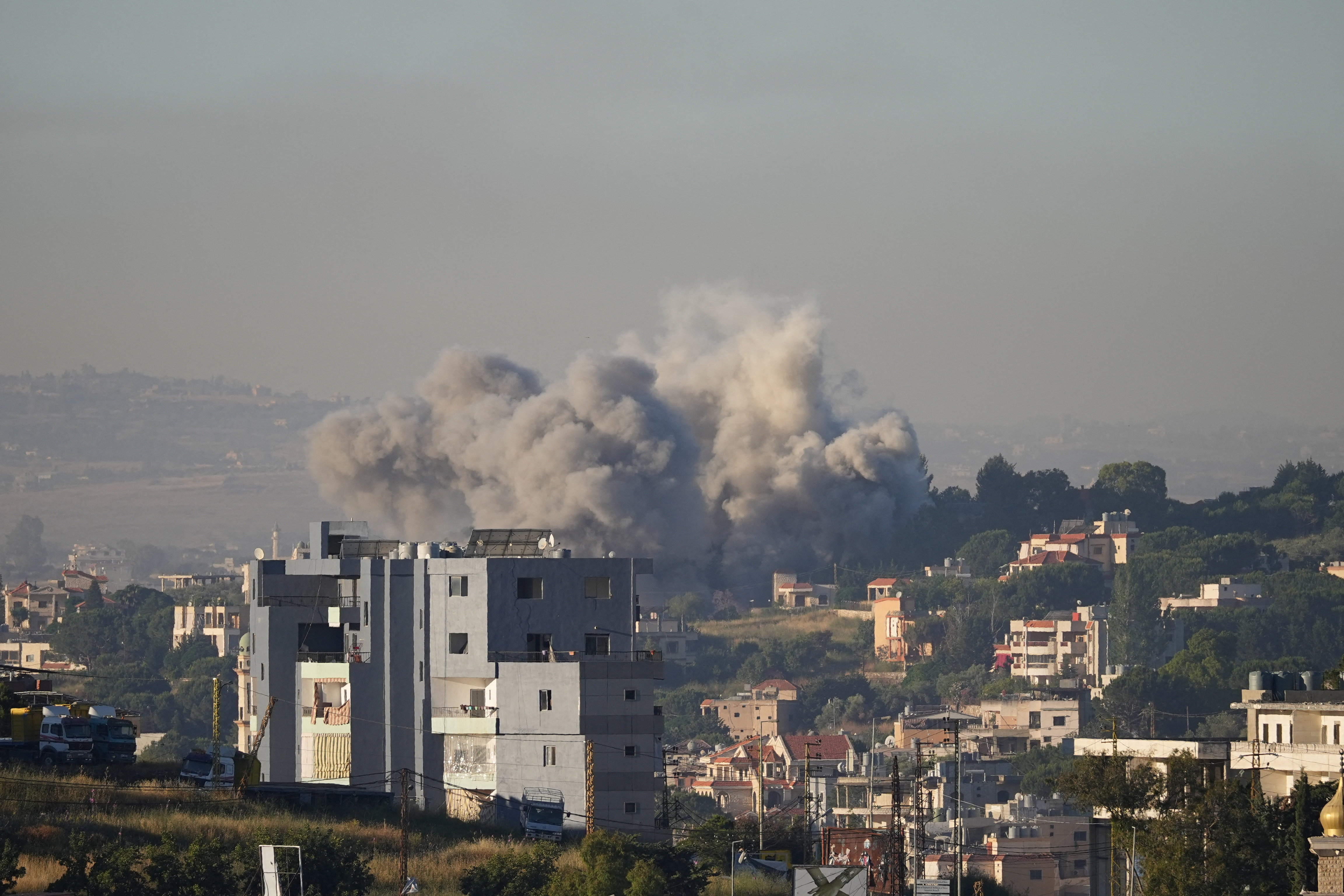 Smoke billows from southern Lebanon following an Israeli strike, as seen from Nabatieh, Lebanon, June 5, 2026. REUTERS/Stringer