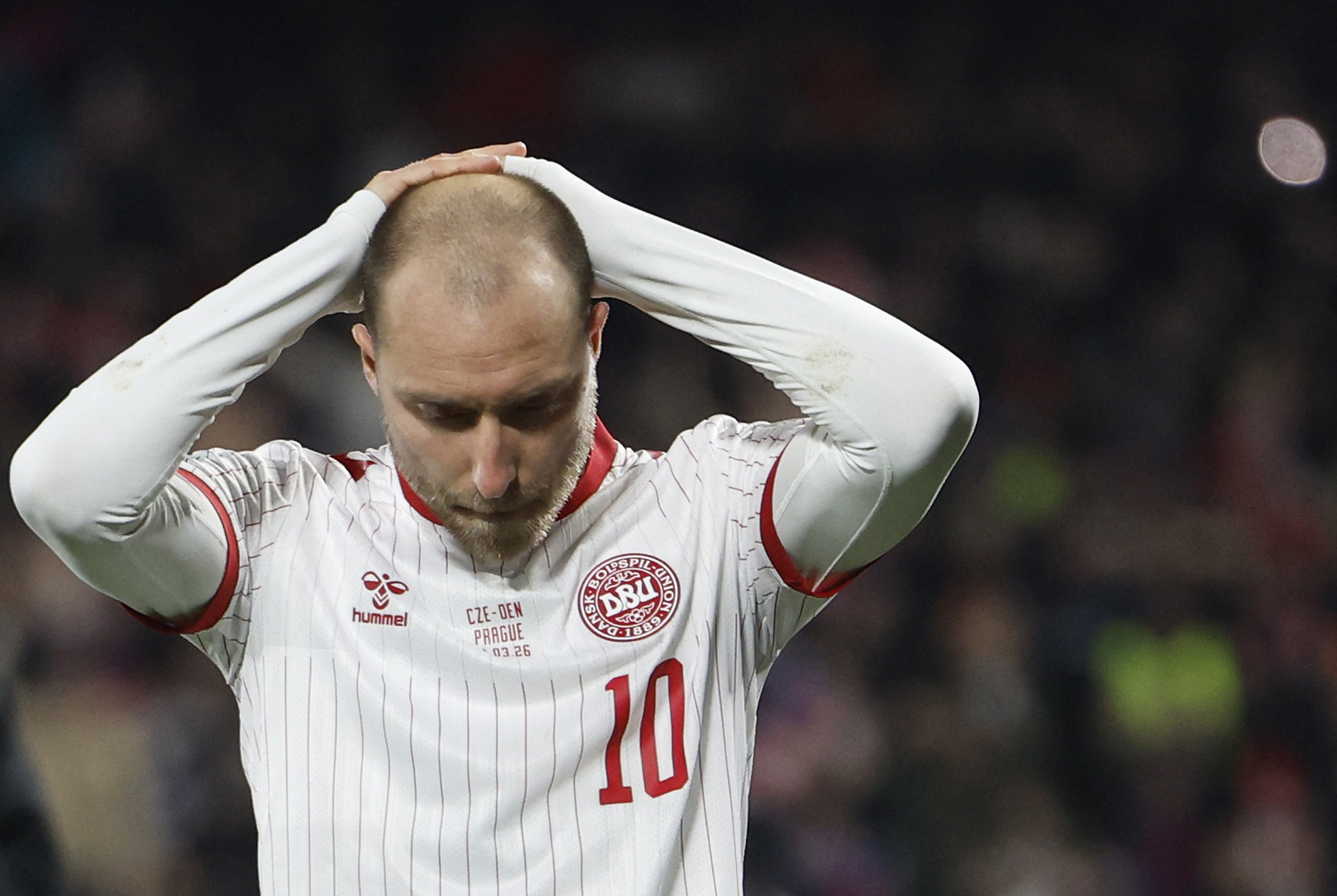 Soccer Football - FIFA World Cup - UEFA Qualifiers - Finals - Czech Republic v Denmark - epet ARENA, Prague, Czech Republic - March 31, 2026 Denmark's Christian Eriksen looks dejected after failing to qualify for the FIFA World Cup REUTERS/David W Cerny
