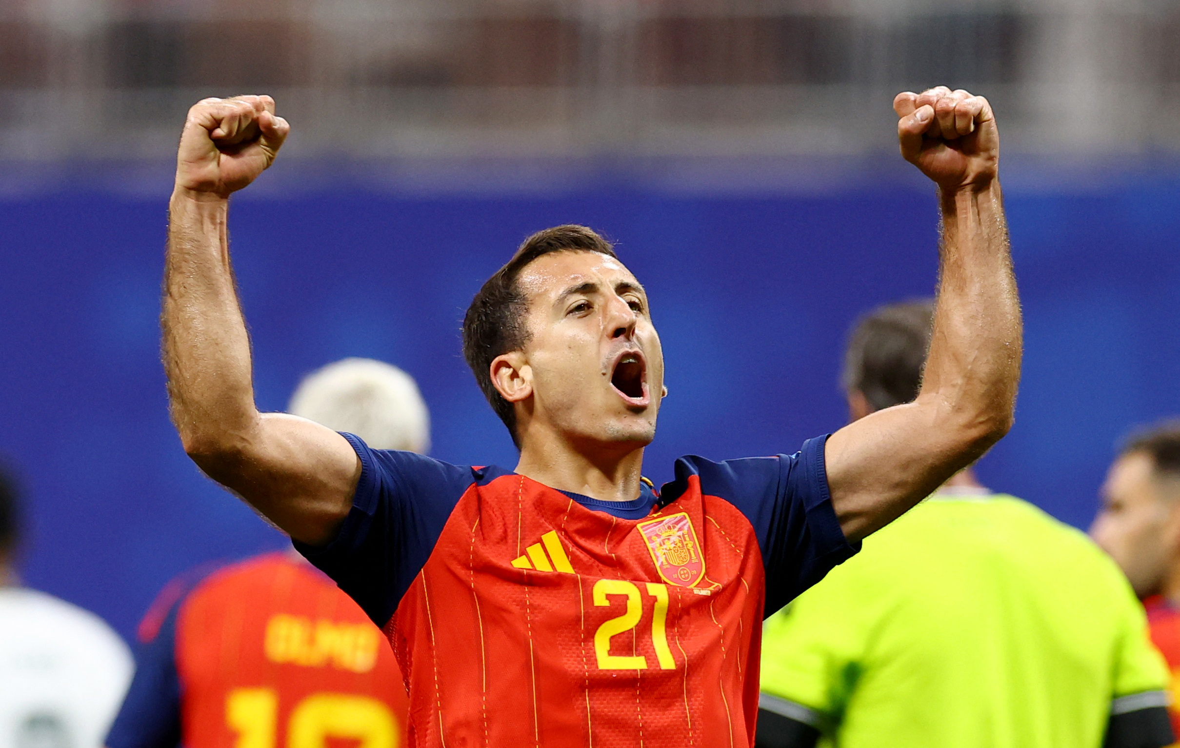 Soccer Football - FIFA World Cup 2026 - Group H - Spain v Saudi Arabia - Atlanta Stadium, Atlanta, Georgia, U.S. - June 21, 2026 Spain's Mikel Oyarzabal celebrates scoring their third goal REUTERS/Claudia Greco