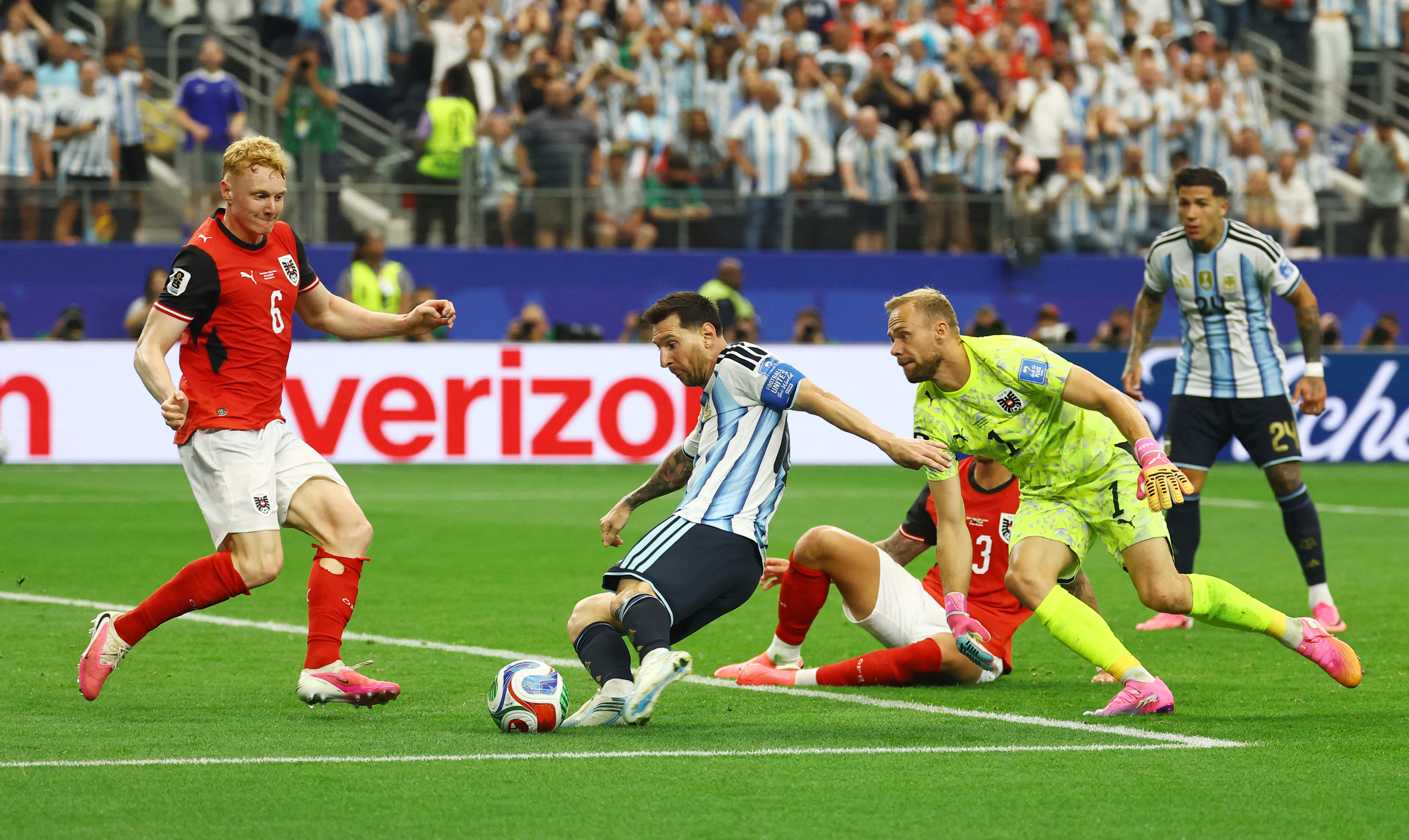 Soccer Football - FIFA World Cup 2026 - Group J - Argentina v Austria - Dallas Stadium, Arlington, Texas, U.S. - June 22, 2026 Argentina's Lionel Messi scores their second goal REUTERS/Kai Pfaffenbach