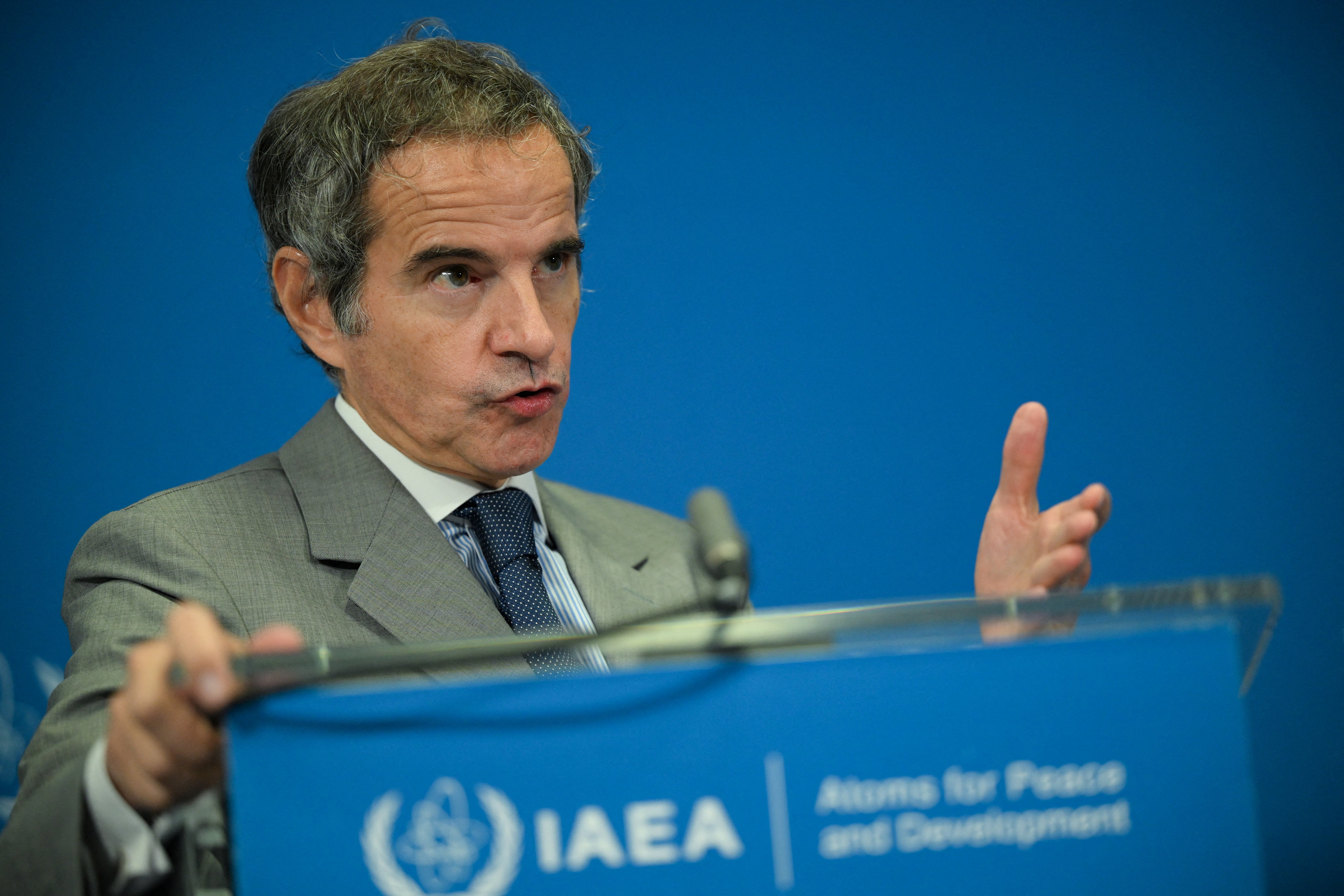 Director General of the International Atomic Energy Agency (IAEA) Raffael Grossi speaks to the media on the opening day of his agency’s quarterly Board of Governors meeting in Vienna, Austria, June 8, 2026. REUTERS/Elisabeth Mandl