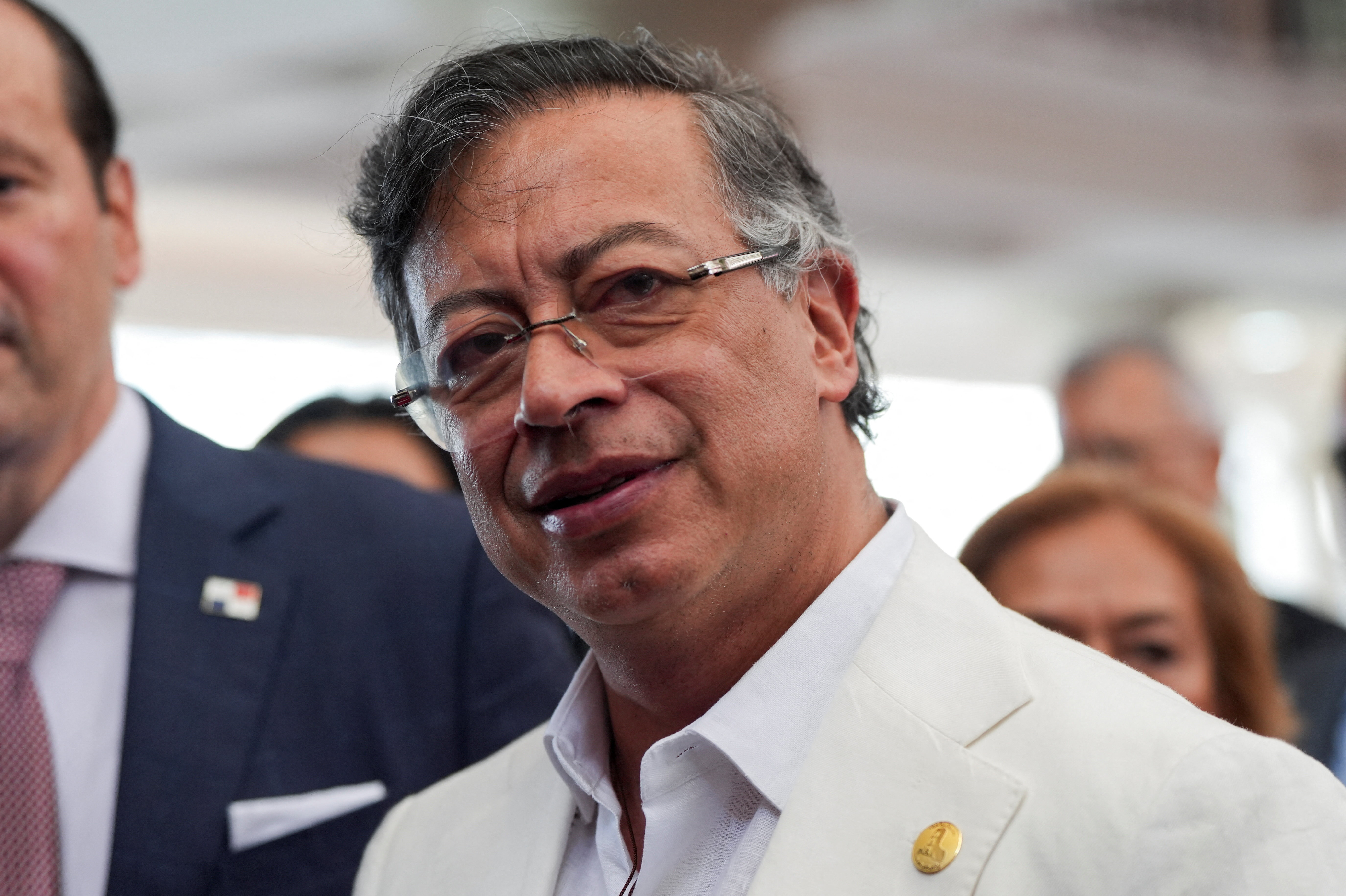 Colombia's outgoing president Gustavo Petro arrives to attend a meeting of heads of state and government to commemorate the bicentennial of the 1826 Amphictyonic Congress of Panama, at the Bolivar Palace in Panama City, Panama, June 22, 2026. REUTERS/Enea Lebrun