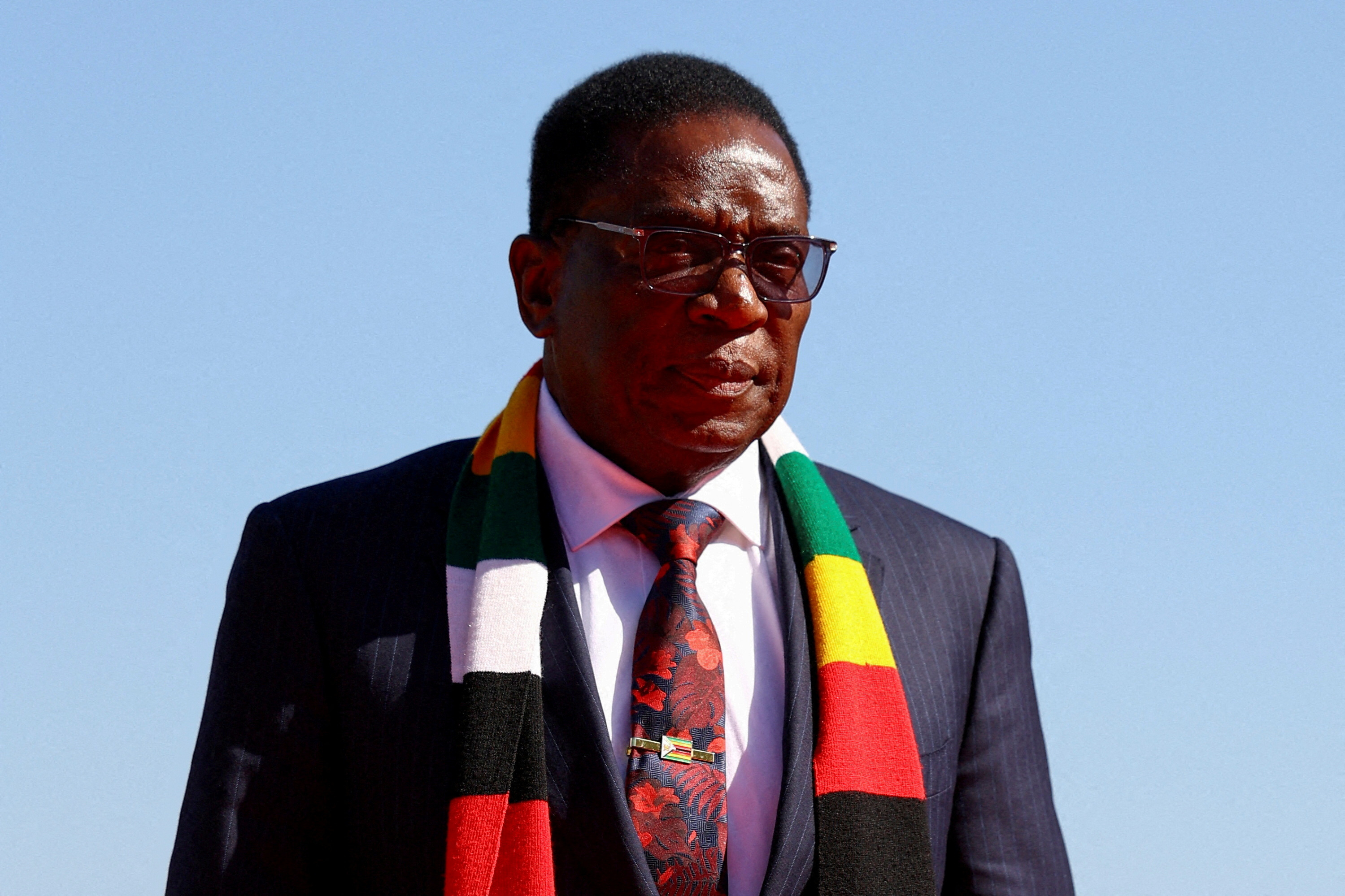 FILE PHOTO: Zimbabwe's President Emmerson Mnangagwa attends the inauguration ceremony of South Africa's president-elect Cyril Ramaphosa, at the Union Buildings in Pretoria, South Africa, June 19, 2024. REUTERS/Siphiwe Sibeko/File Photo