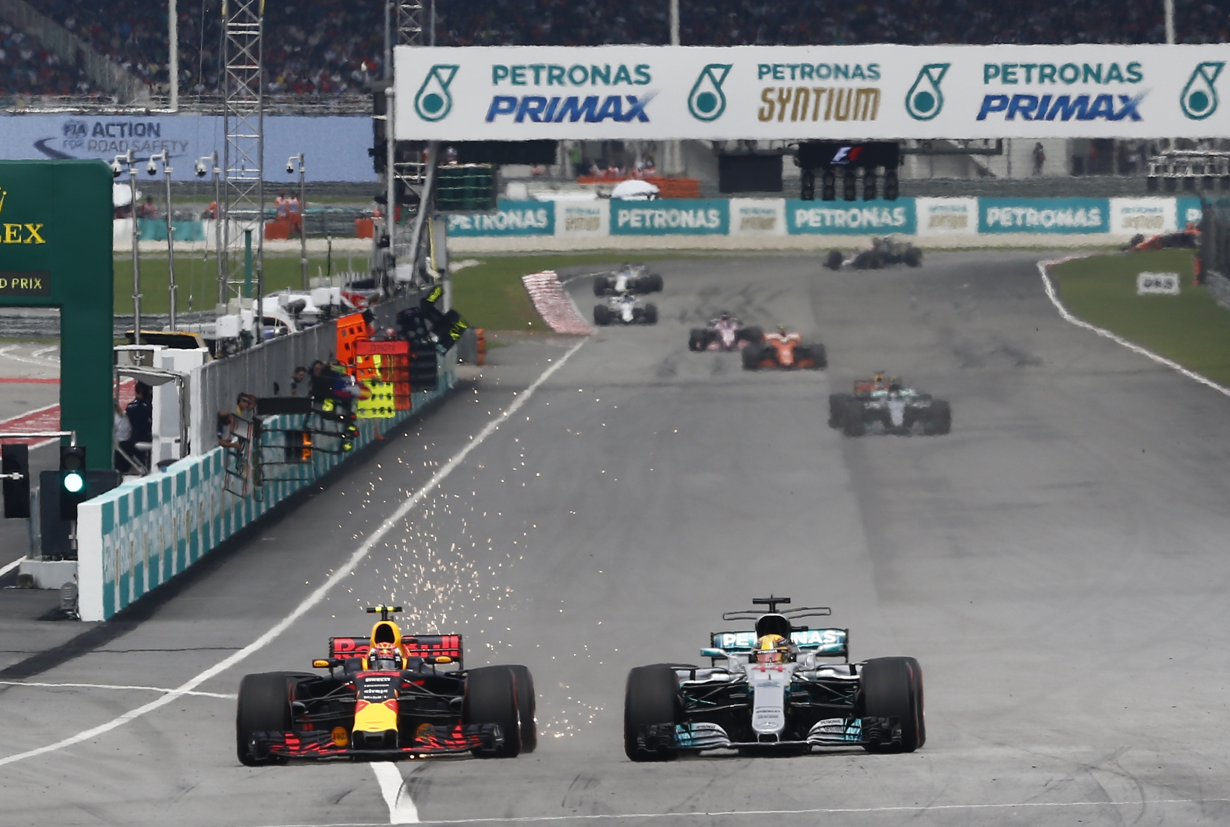 F1 cars during a race