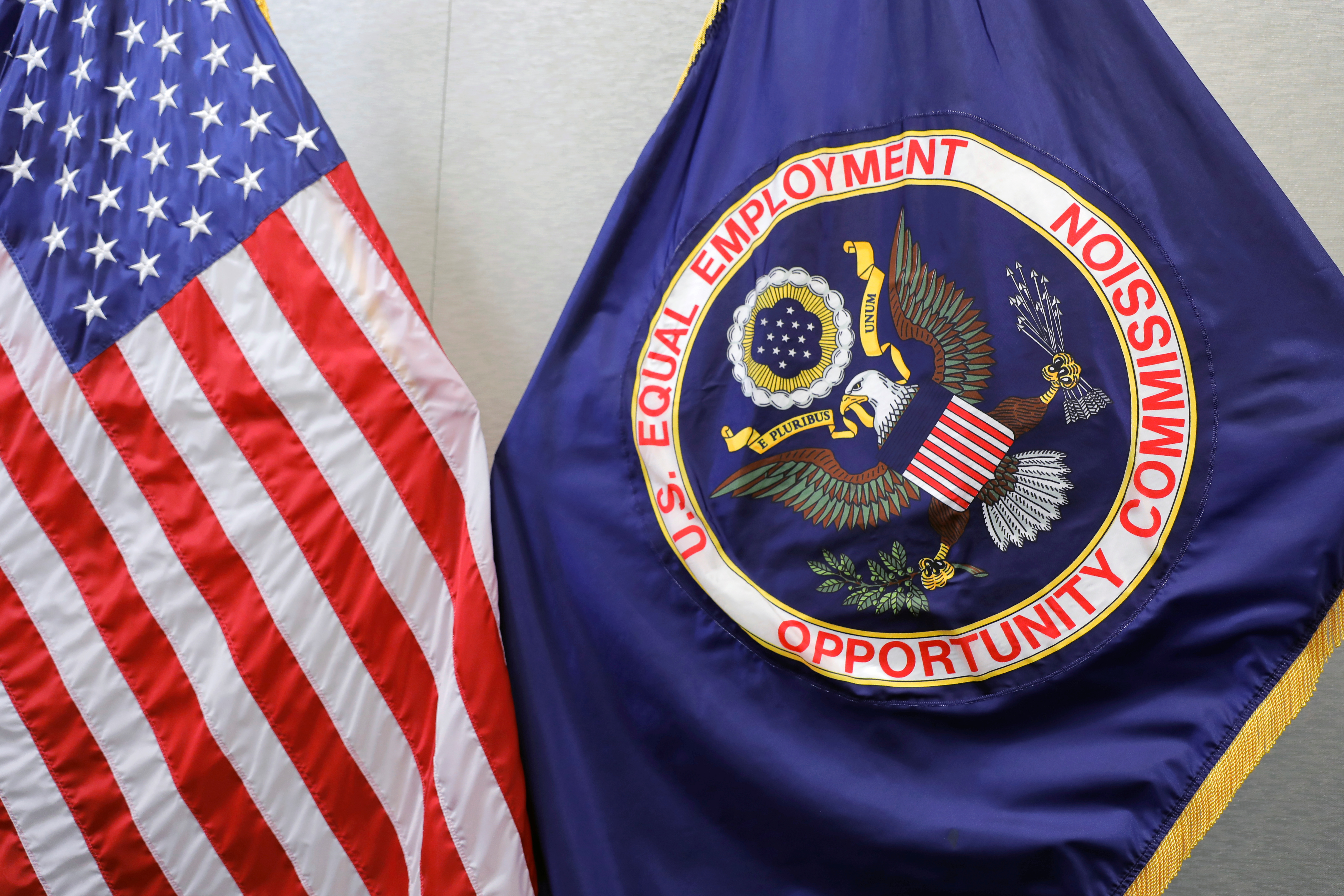 The seal of the The United States Equal Employment Opportunity Commission (EEOC) is seen at their headquarters in Washington, D.C., U.S., May 14, 2021. REUTERS/Andrew Kelly
