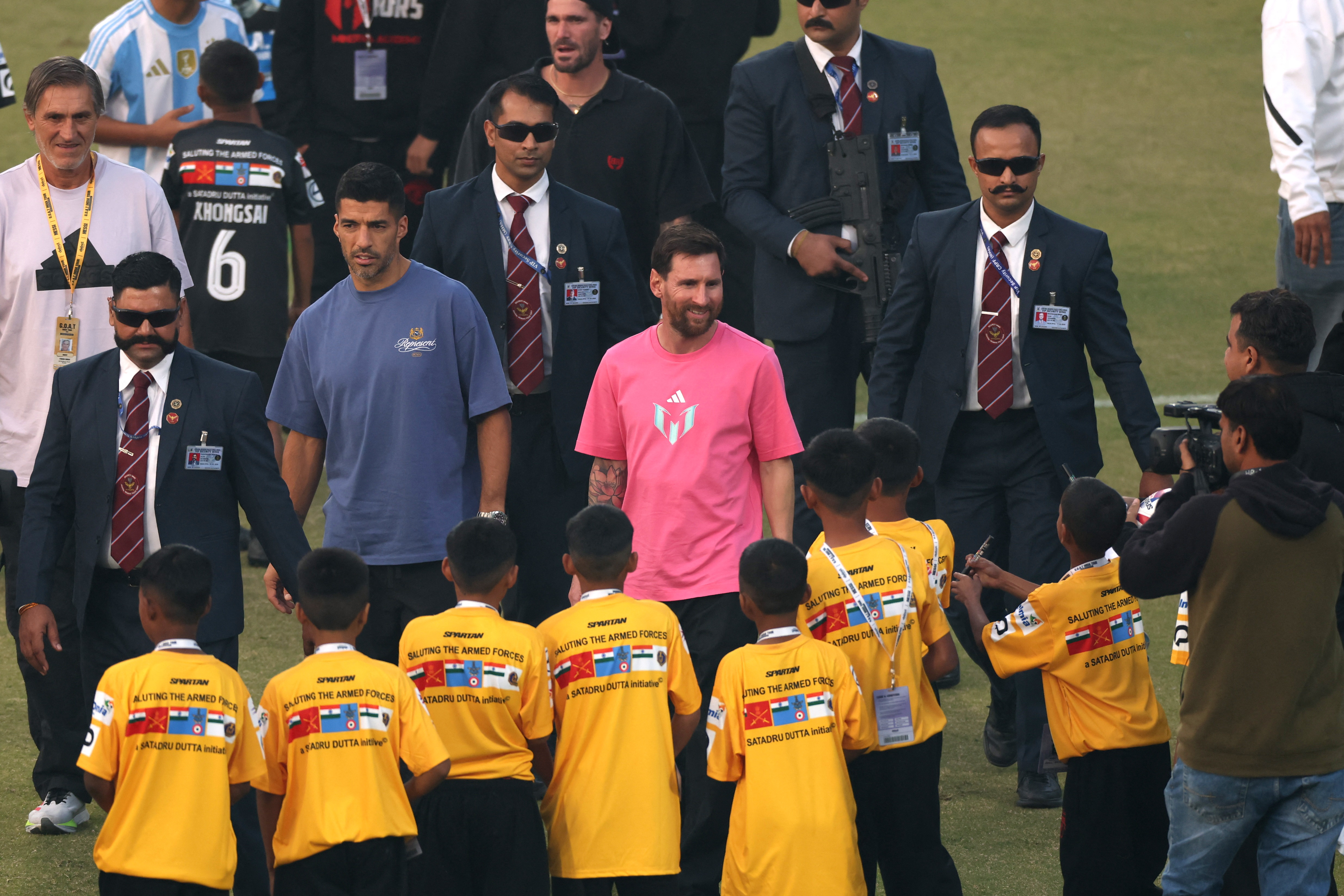Global football stars like Lionel Messi of Argentina (centre) – seen here at the Arun Jaitley Stadium, New Delhi, India on December 15, 2025 – have a high fan profile in India, despite the national team’s underwhelming on-field performance
