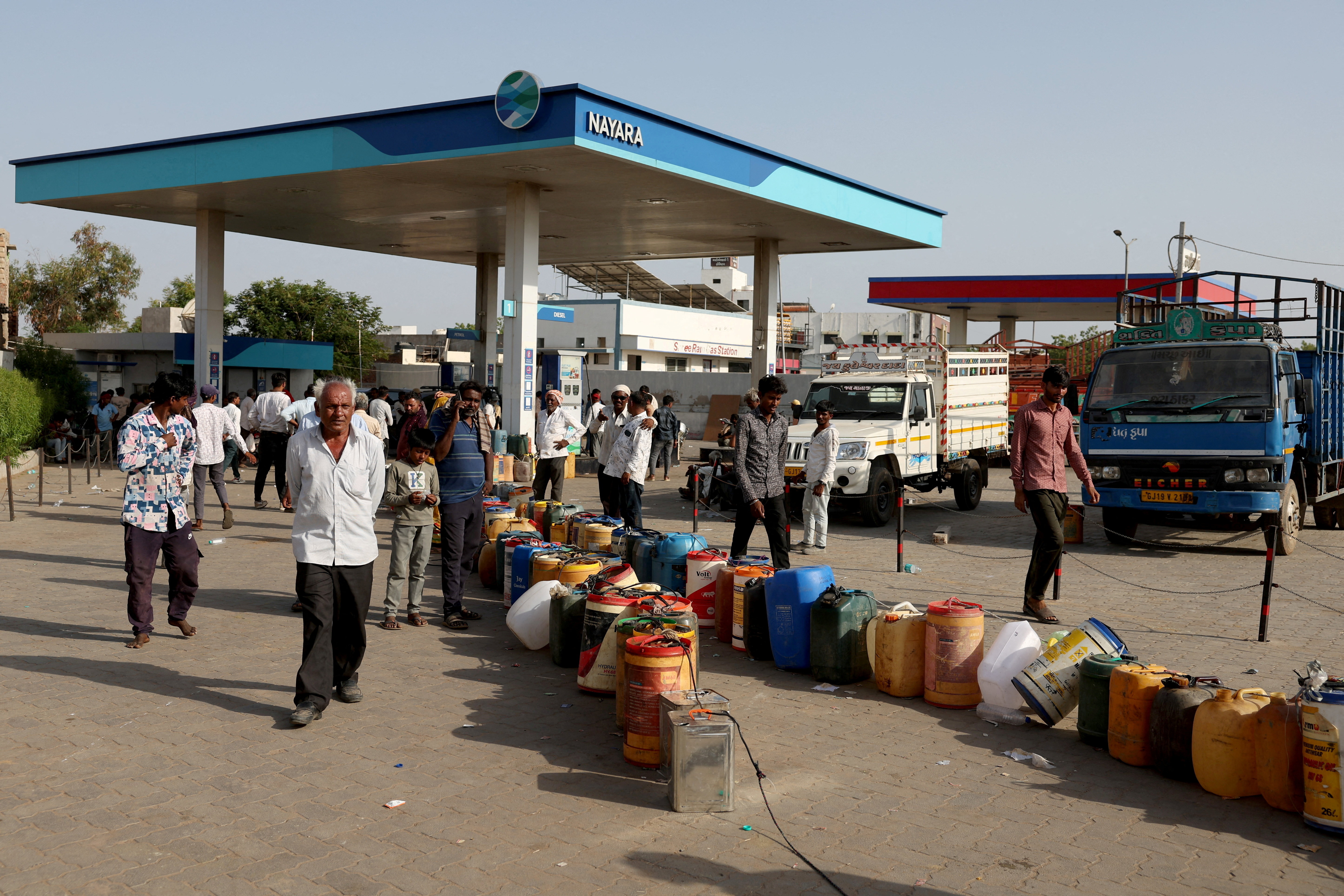 A fuel station in Halvad, Gujarat, India