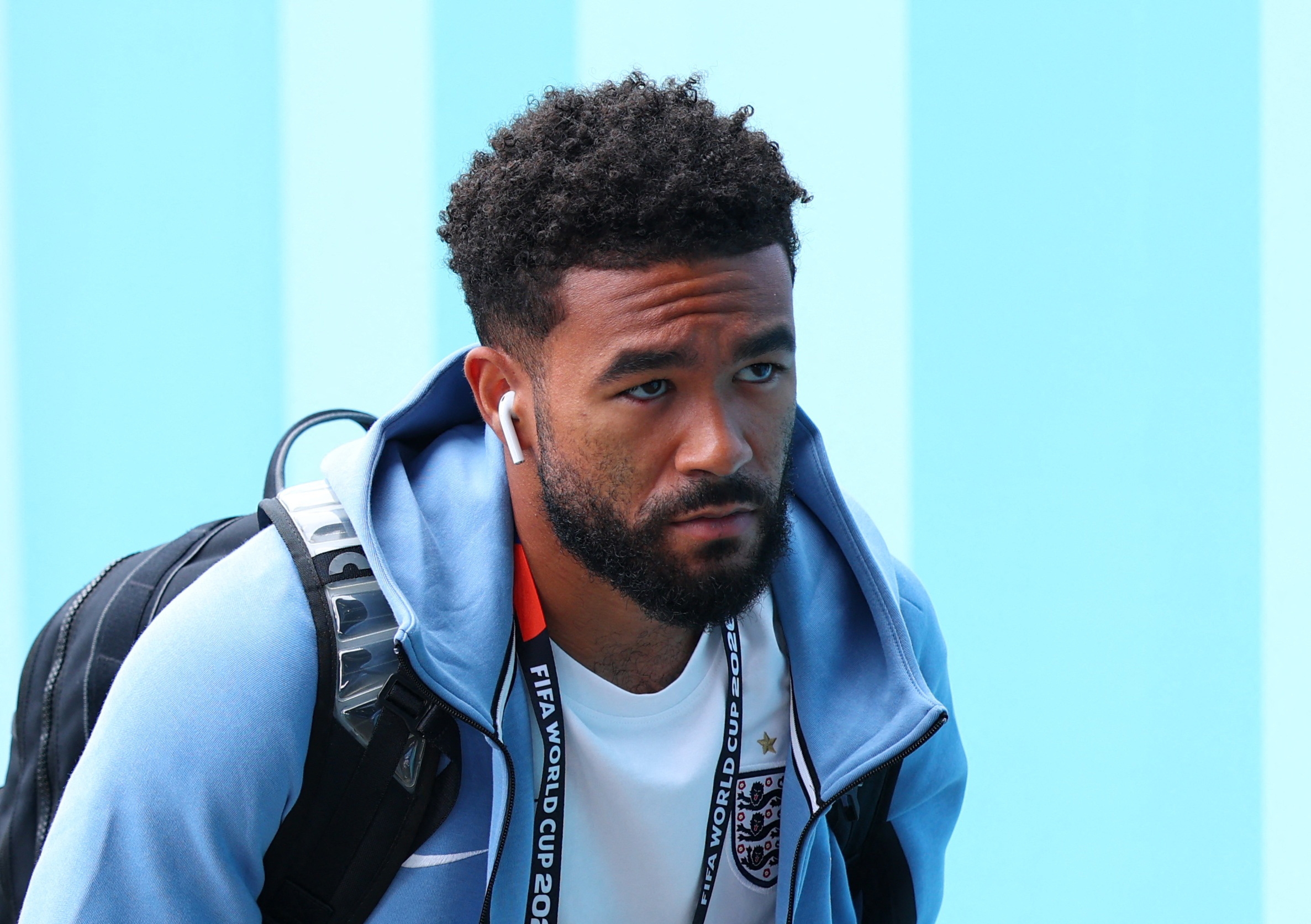 England’s Reece James arrives at the stadium before the Mexico match