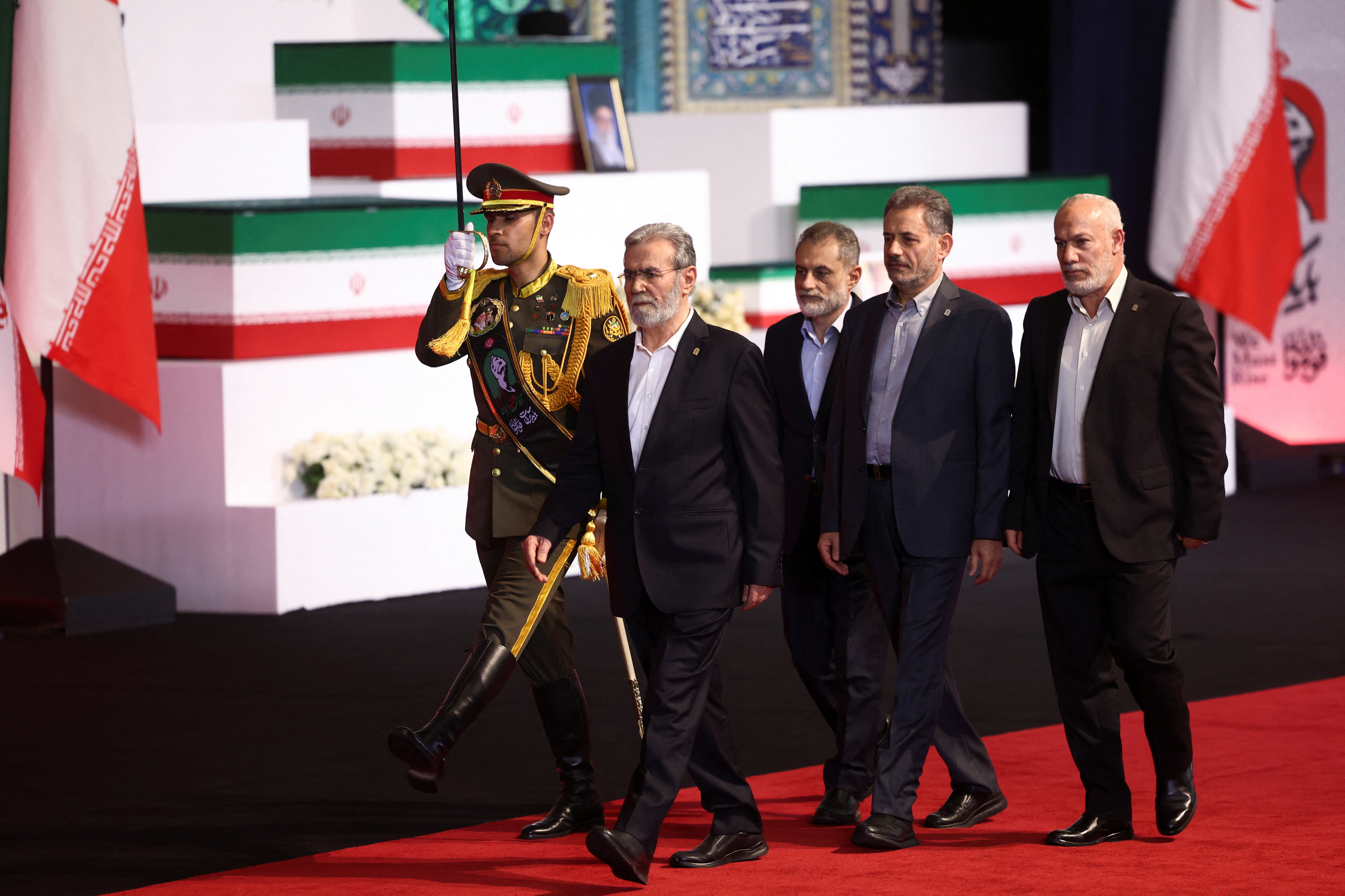 Palestinian Islamic Jihad chief Ziyad al-Nakhalah at a farewell ceremony for Iran’s late Supreme Leader Ayatollah Ali Khamenei in Tehran, July 3, 2026
