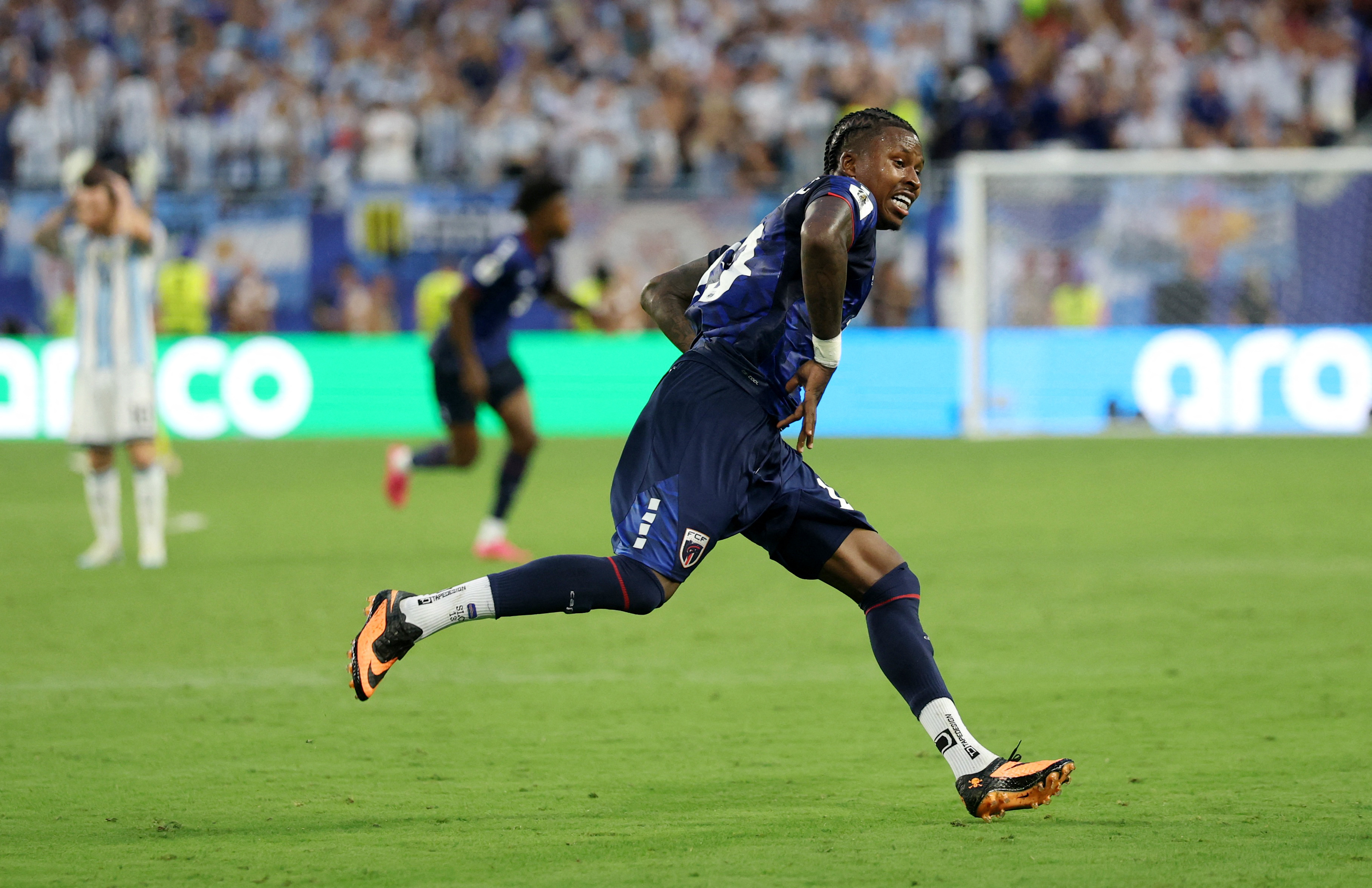 Cape Verde’s Sidny Lopes Cabral celebrates scoring their second goal against Argentina