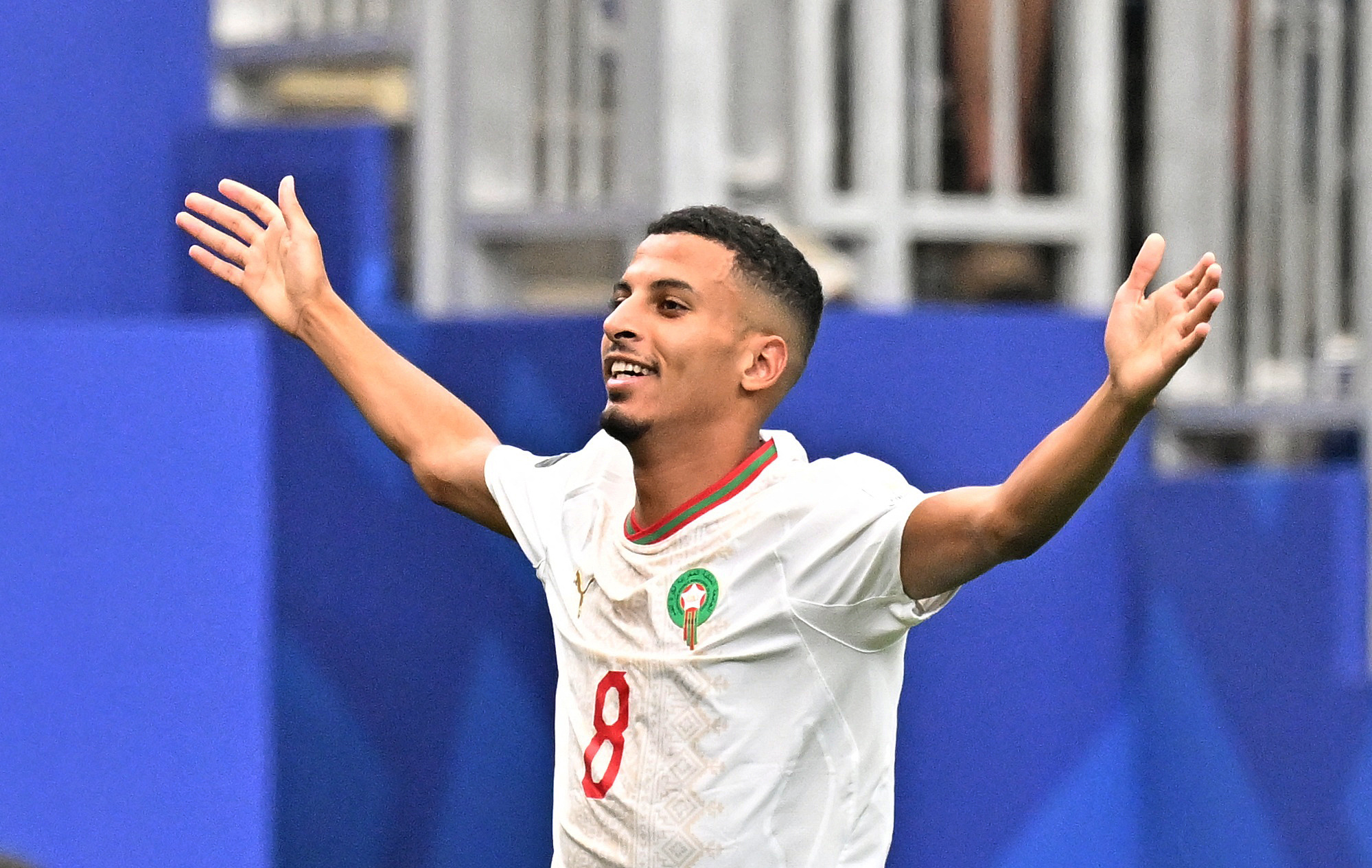 Morocco's Azzedine Ounahi celebrates scoring their first goal
