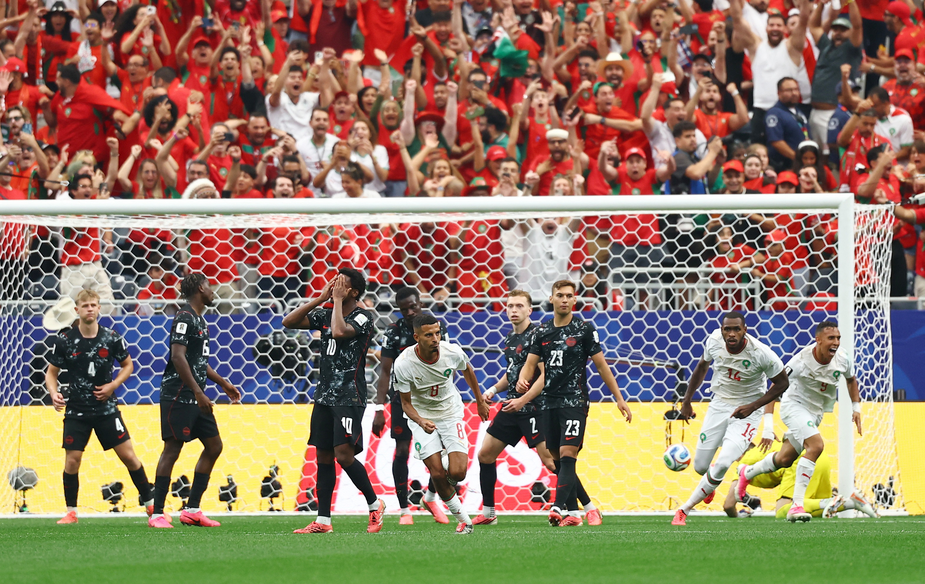 Morocco's Azzedine Ounahi celebrates scoring their first goal
