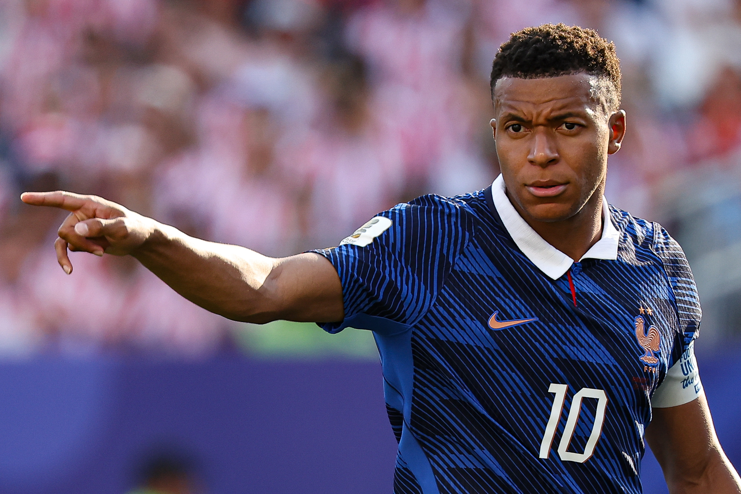 Kylian Mbappe in action against Paraguay during their round of 16 match