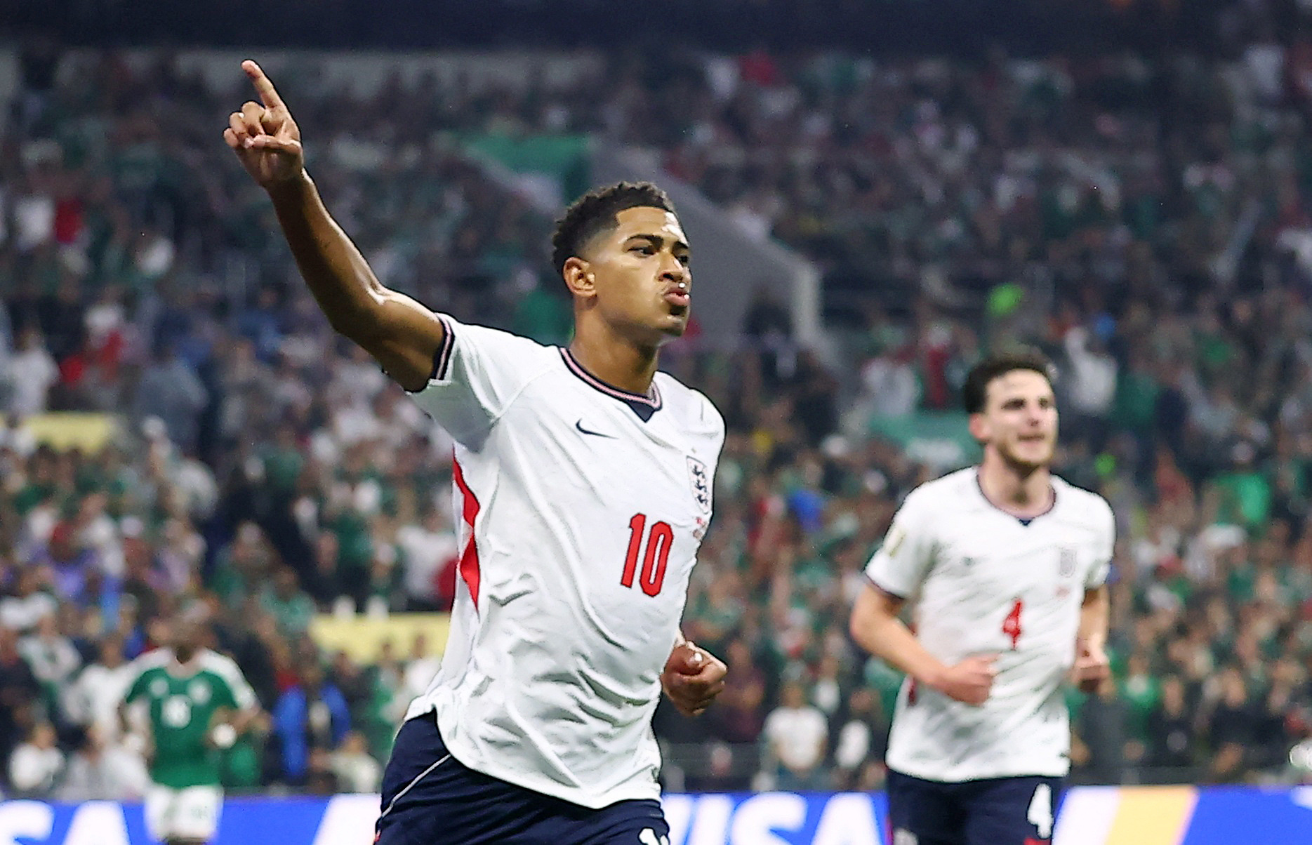 England's Jude Bellingham celebrates scoring their first goal