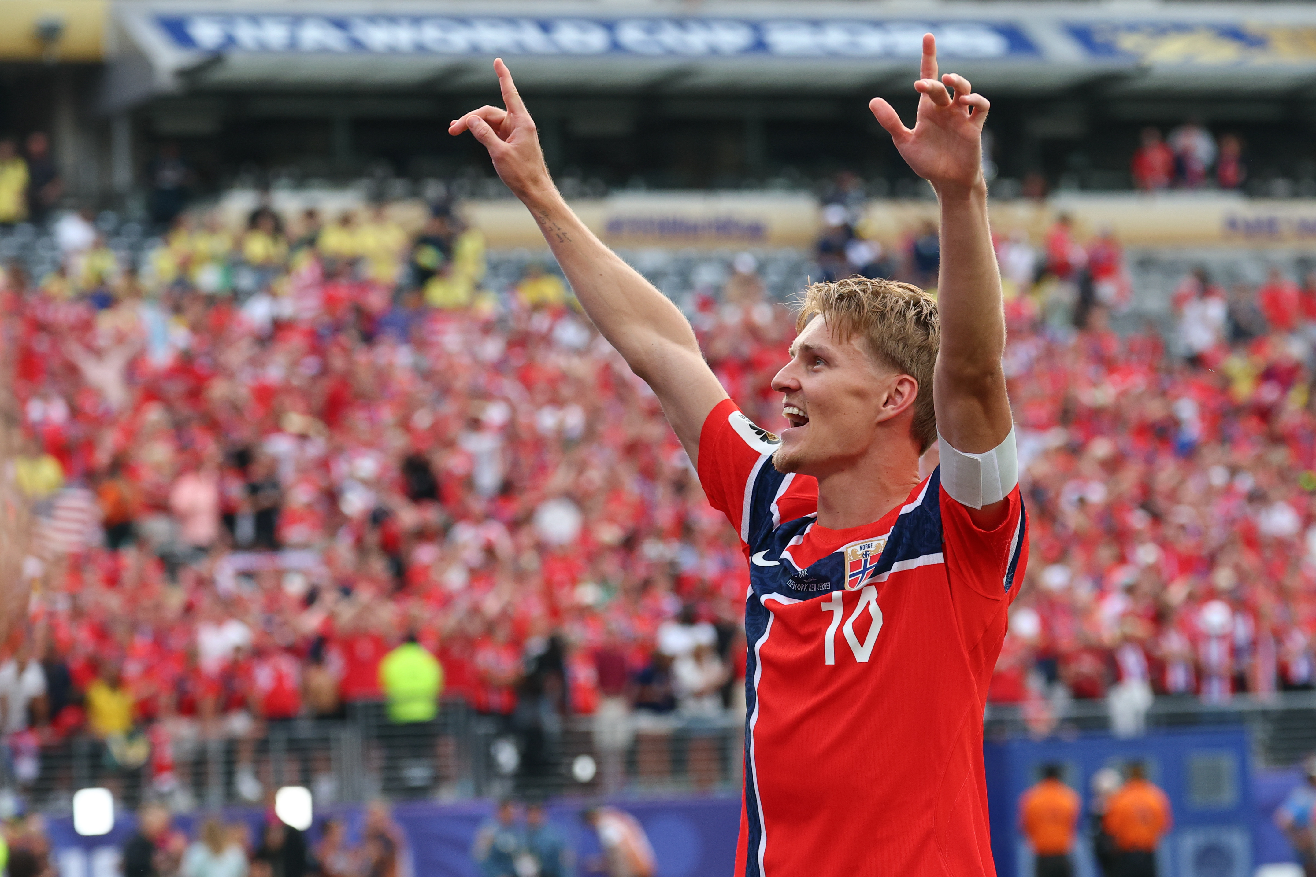 Norway midfielder Martin Odegaard (10) celebrates