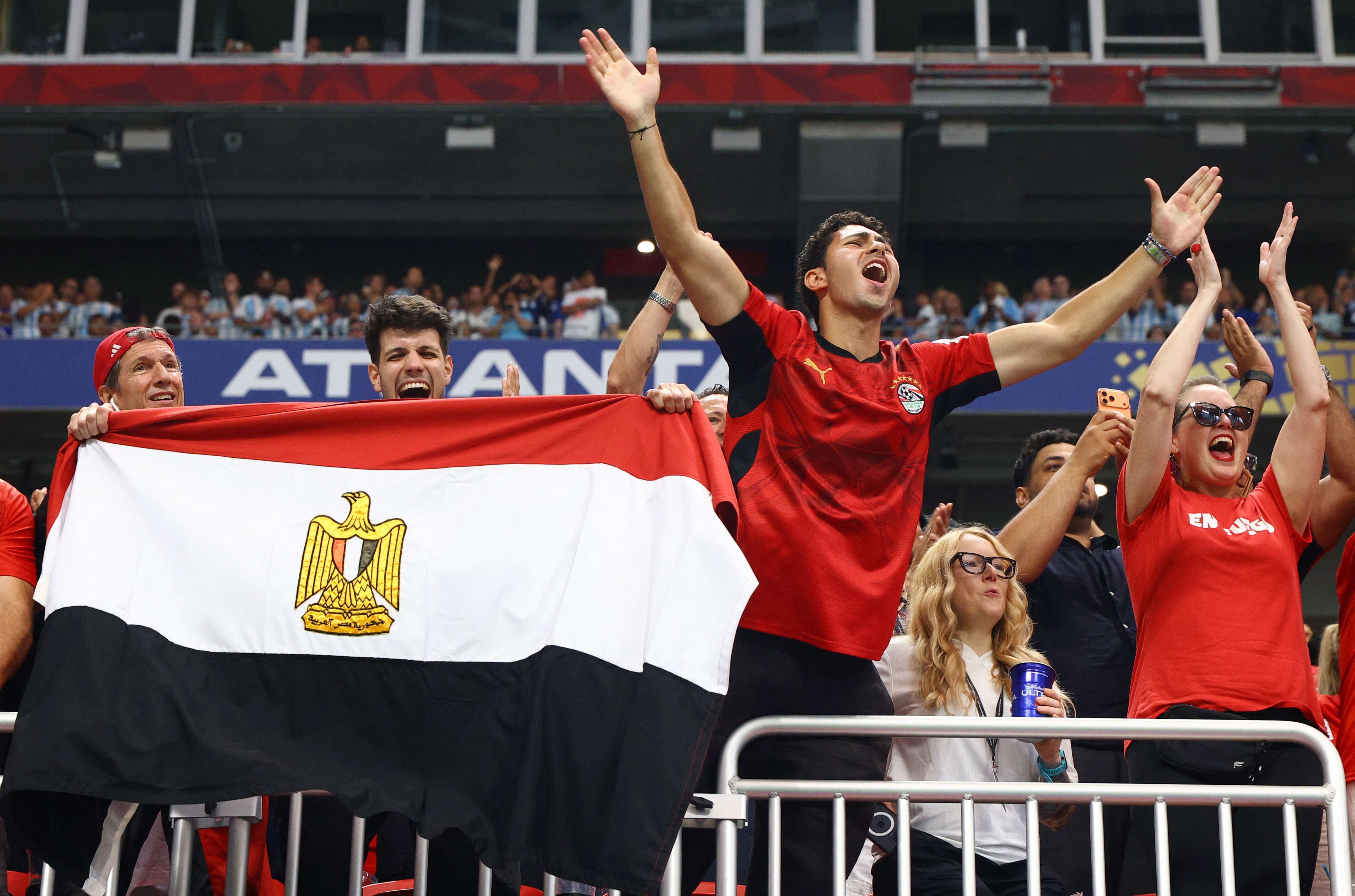 Soccer Football - FIFA World Cup 2026 - Round of 16 - Argentina v Egypt - Atlanta Stadium, Atlanta, Georgia, U.S. - July 7, 2026 Egypt fans inside the stadium before the match IMAGN IMAGES via Reuters/Nathan Ray Seebeck