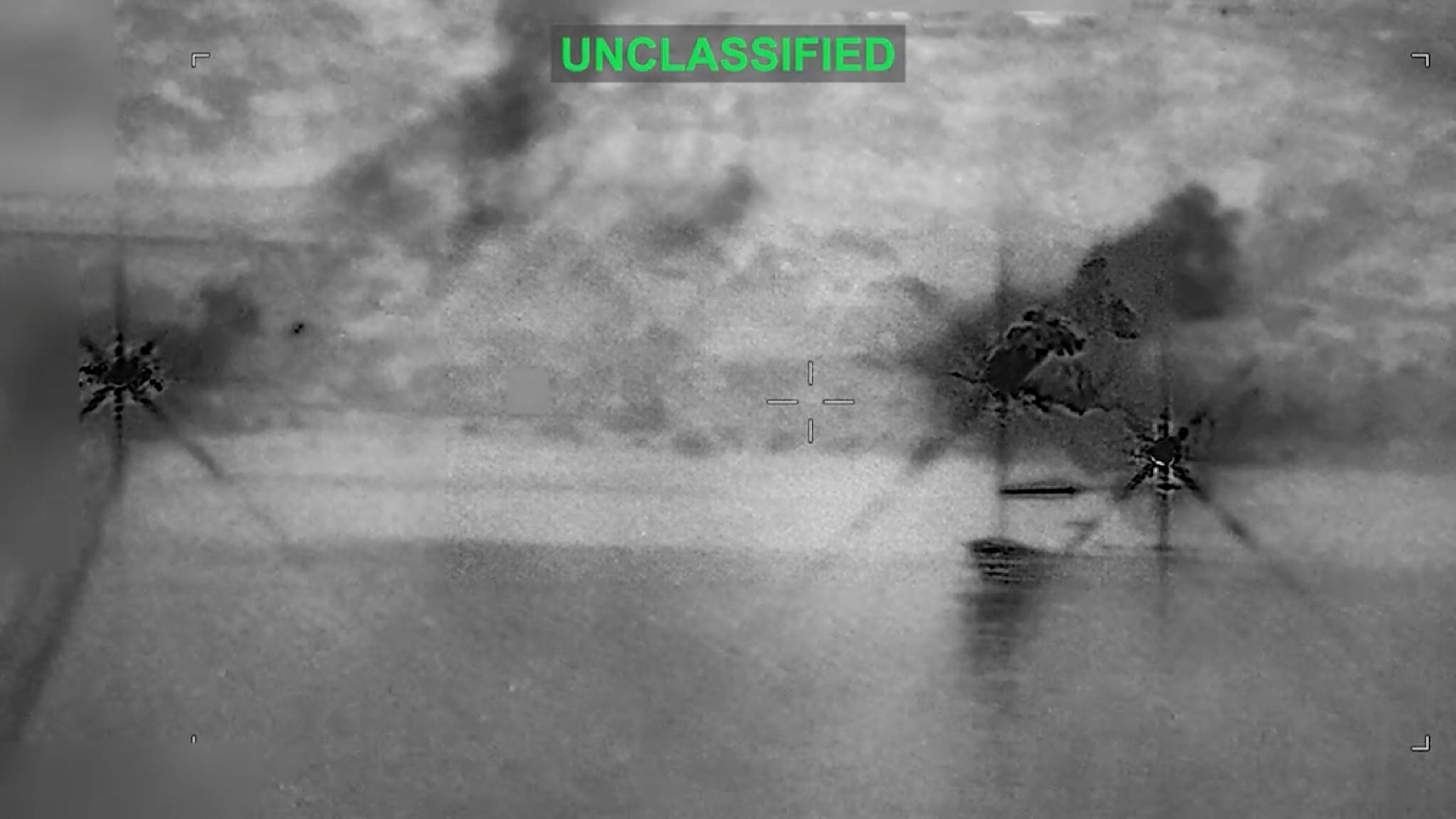 Smoke rises at an unknown location, following what CENTCOM called a new wave of US strikes against Iran after three tankers were hit by projectiles in the Strait of Hormuz, in this still image taken from video released on July 8, 2026