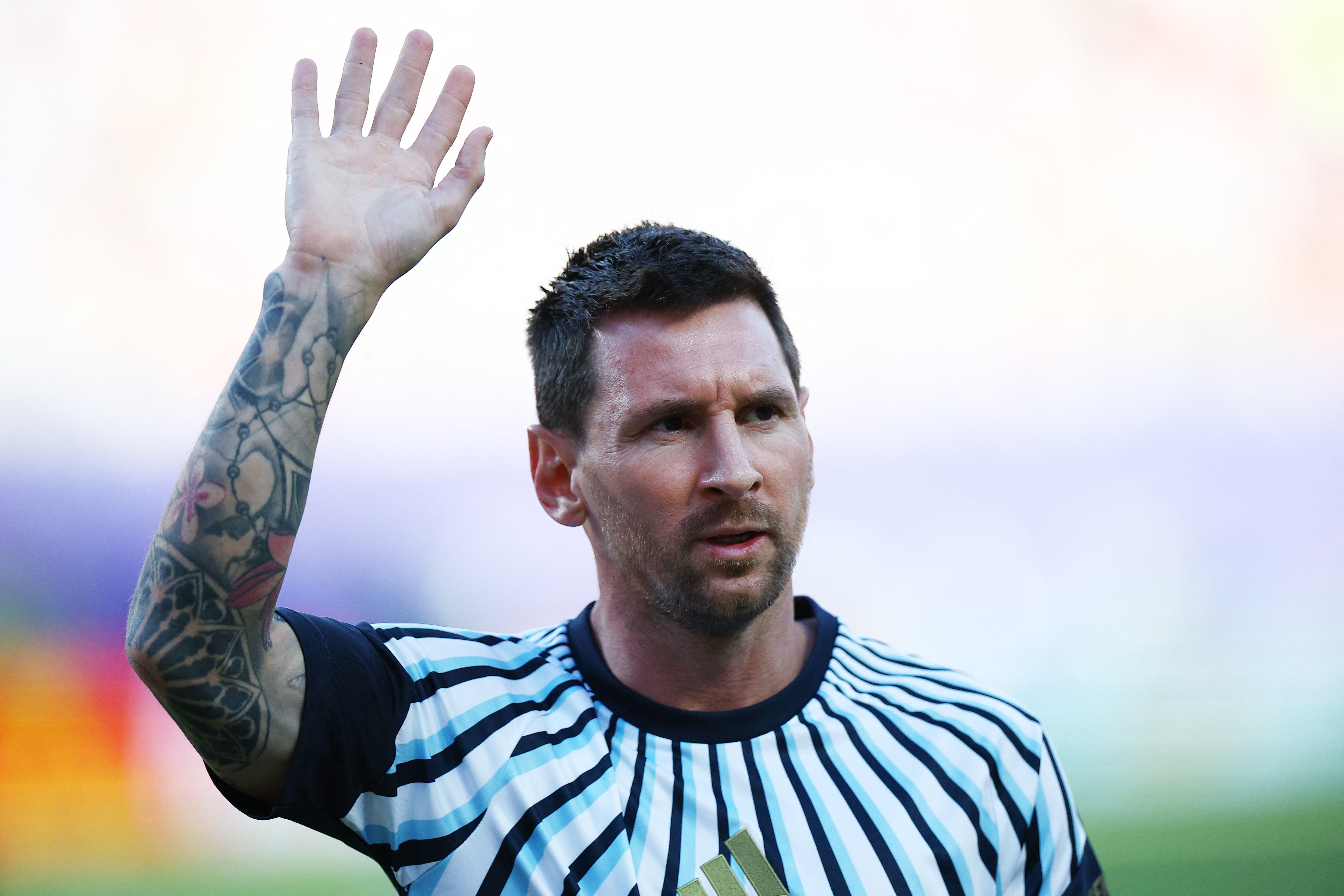 Argentina’s Lionel Messi before the Switzerland clash