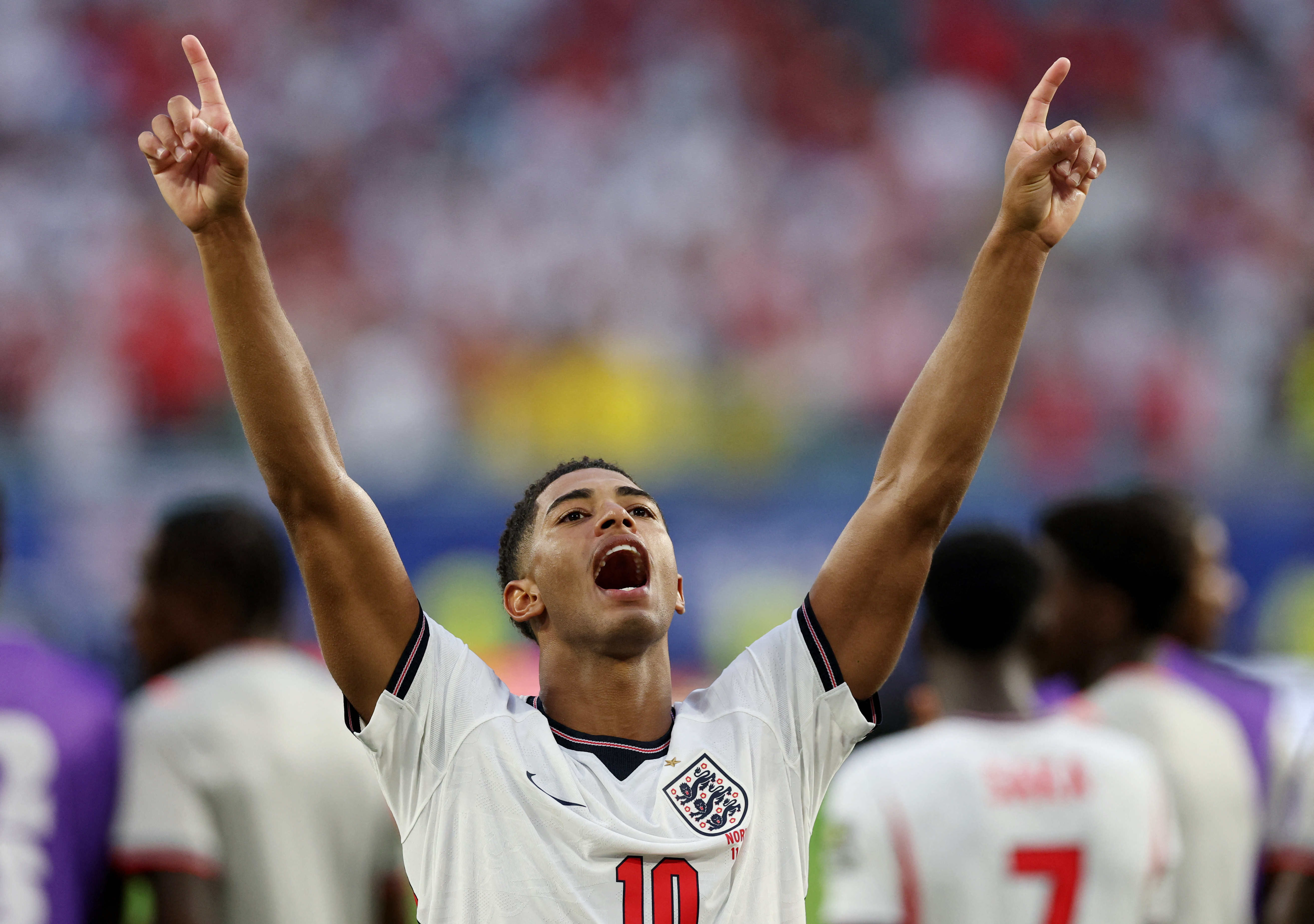 England’s Jude Bellingham celebrates after the match as England qualify for the semifinals of the World Cup