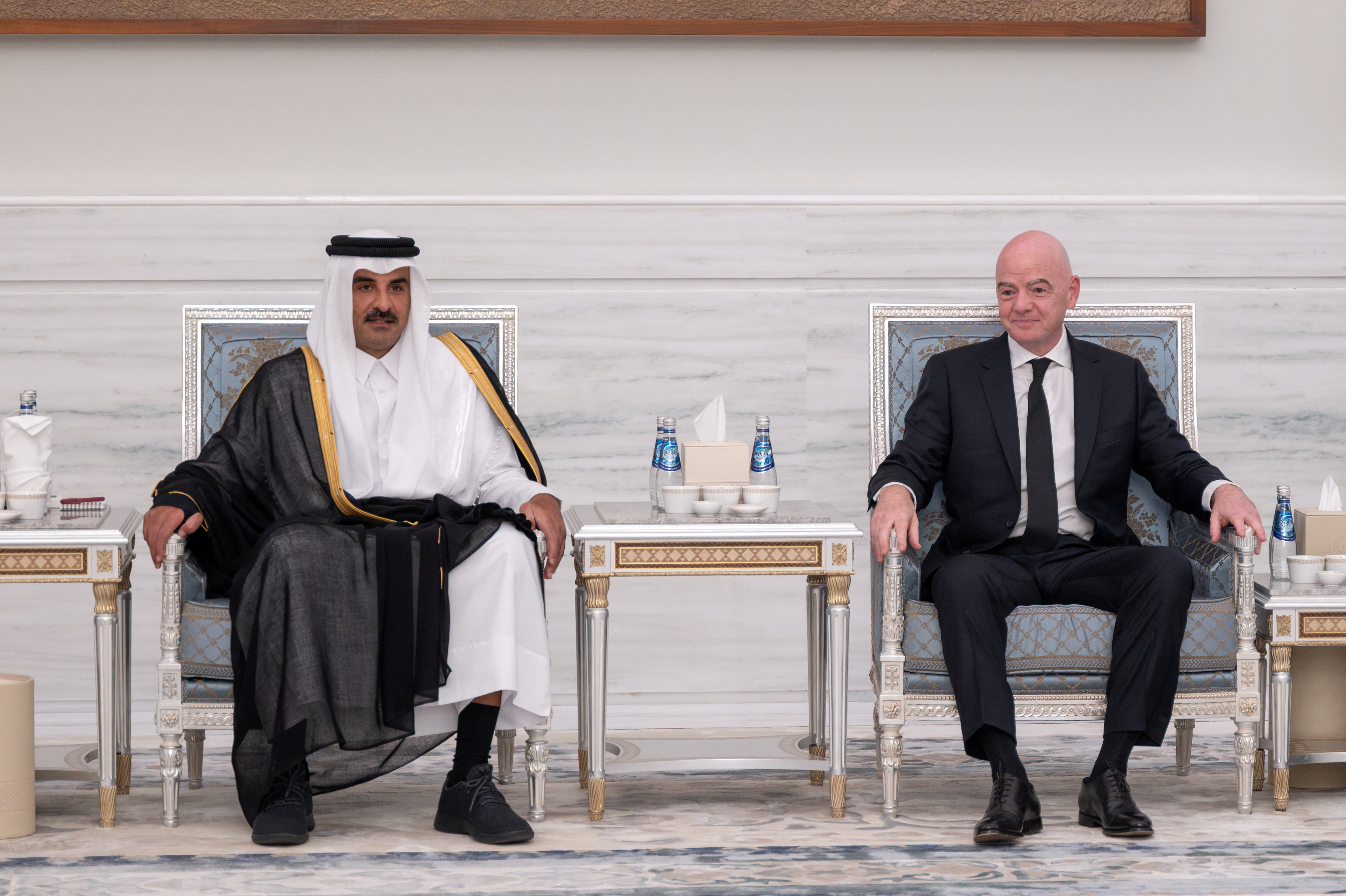 FIFA President Gianni Infantino meets Qatar's Emir Sheikh Tamim bin Hamad Al Thani
