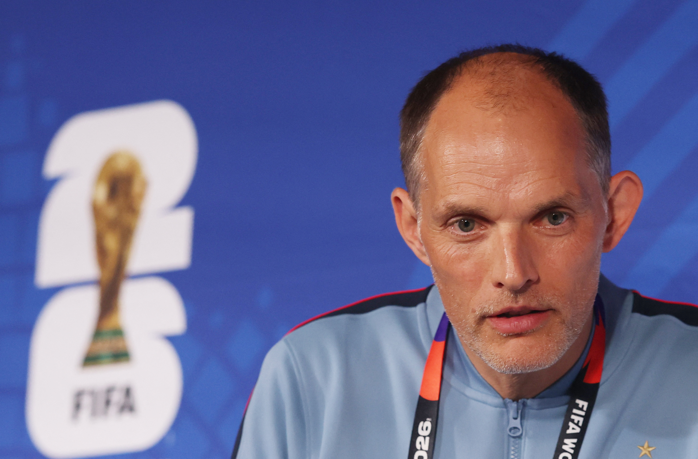 Soccer Football - FIFA World Cup 2026 - England Press Conference - Atlanta Stadium, Atlanta, Georgia, U.S. - July 14, 2026 England manager Thomas Tuchel during the press confence REUTERS/Paul Childs