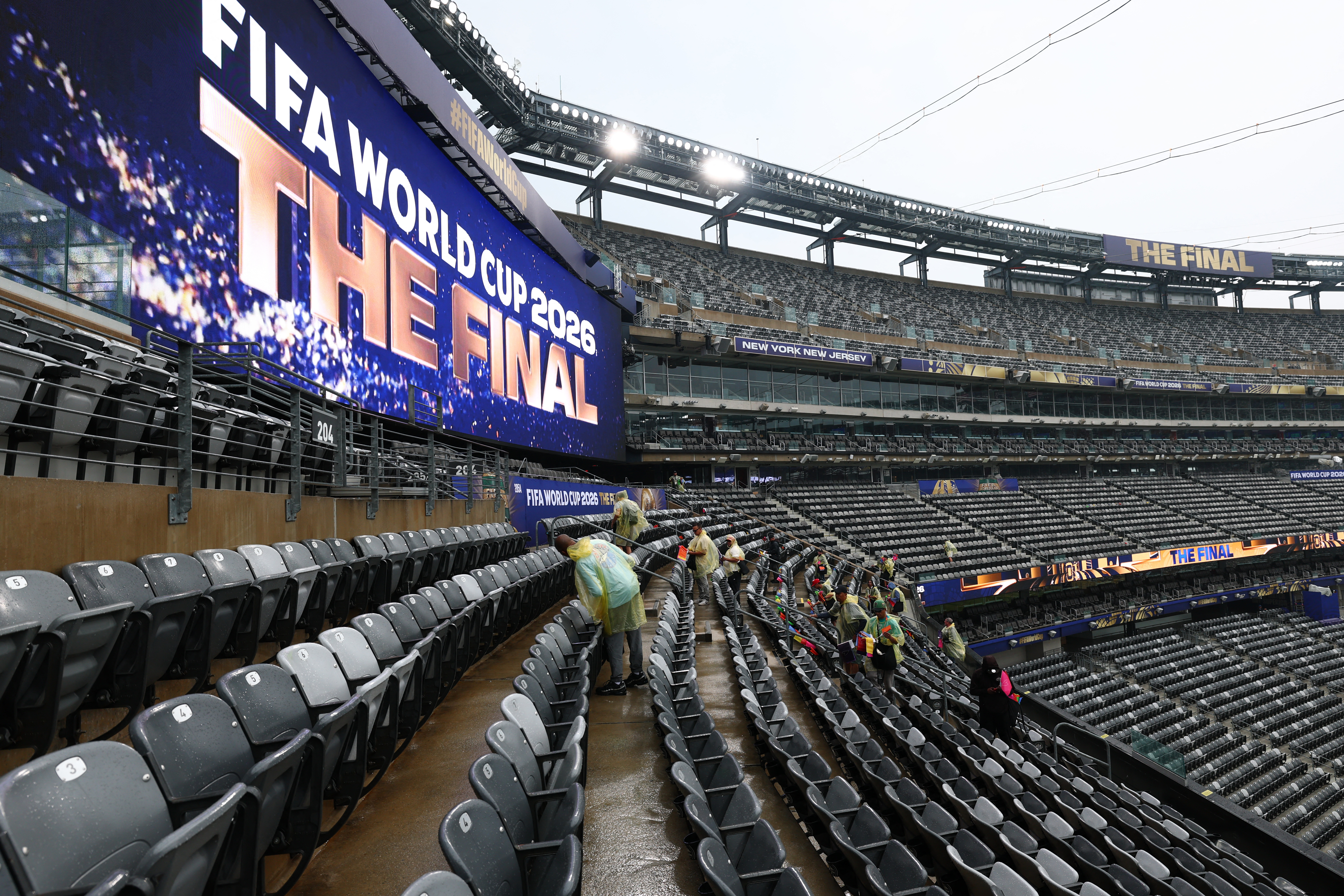 Soccer Football - FIFA World Cup 2026 - Final - FIFA Technical Study Group Press Conference - New York New Jersey Stadium, East Rutherford, New Jersey, U.S. - July 18, 2026 General view inside the stadium before the press conference REUTERS/Amanda Perobelli