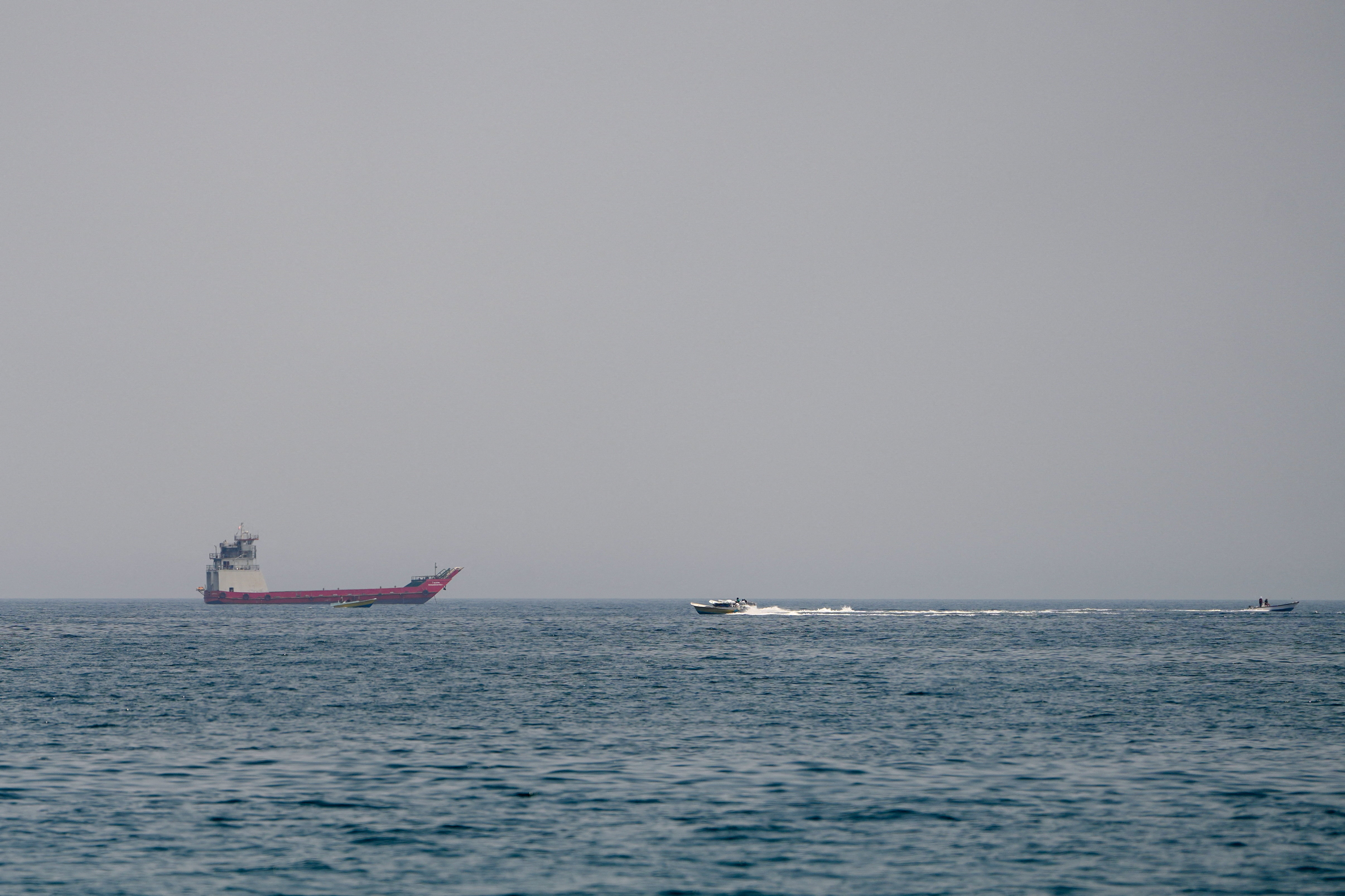 Vessels in the Strait of Hormuz, as seen from Musandam, Oman, July 29, 2026. [Reuters]