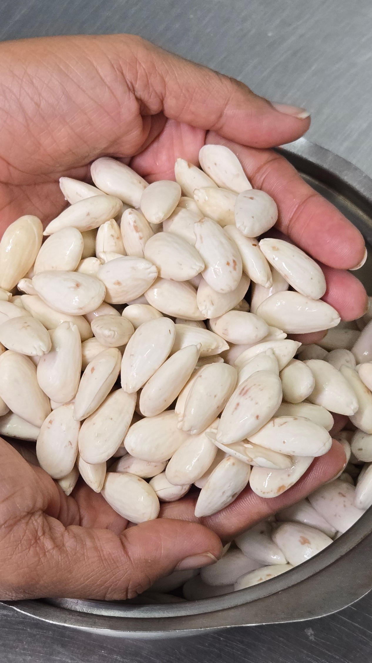 Traditional orchata is made by soaking, peeling and grinding almonds into a sweet concentrate