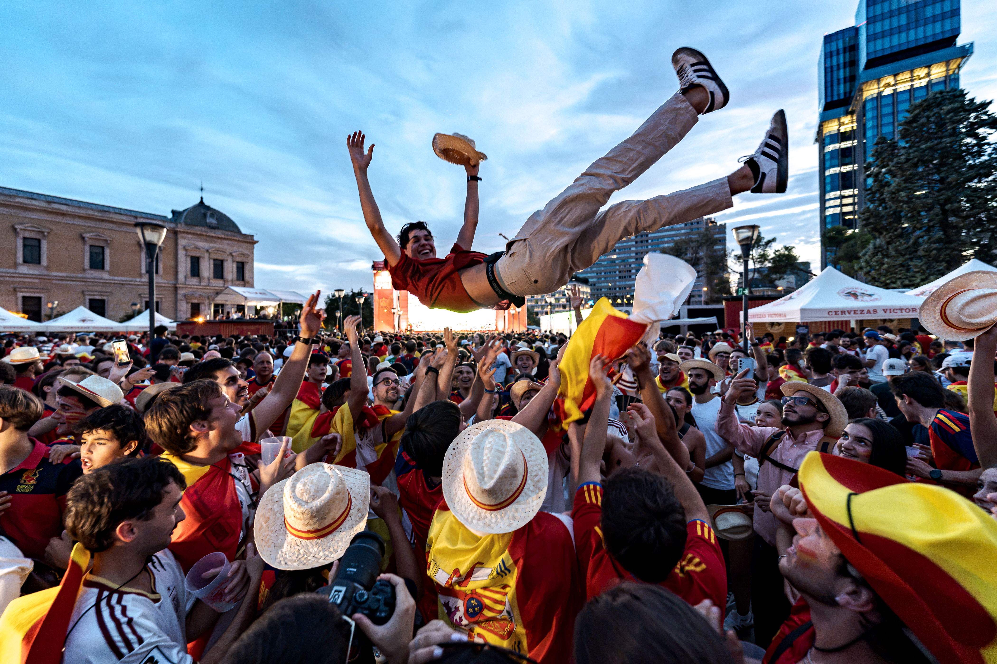 Spain fans celebrate World Cup final qualification in Madrid