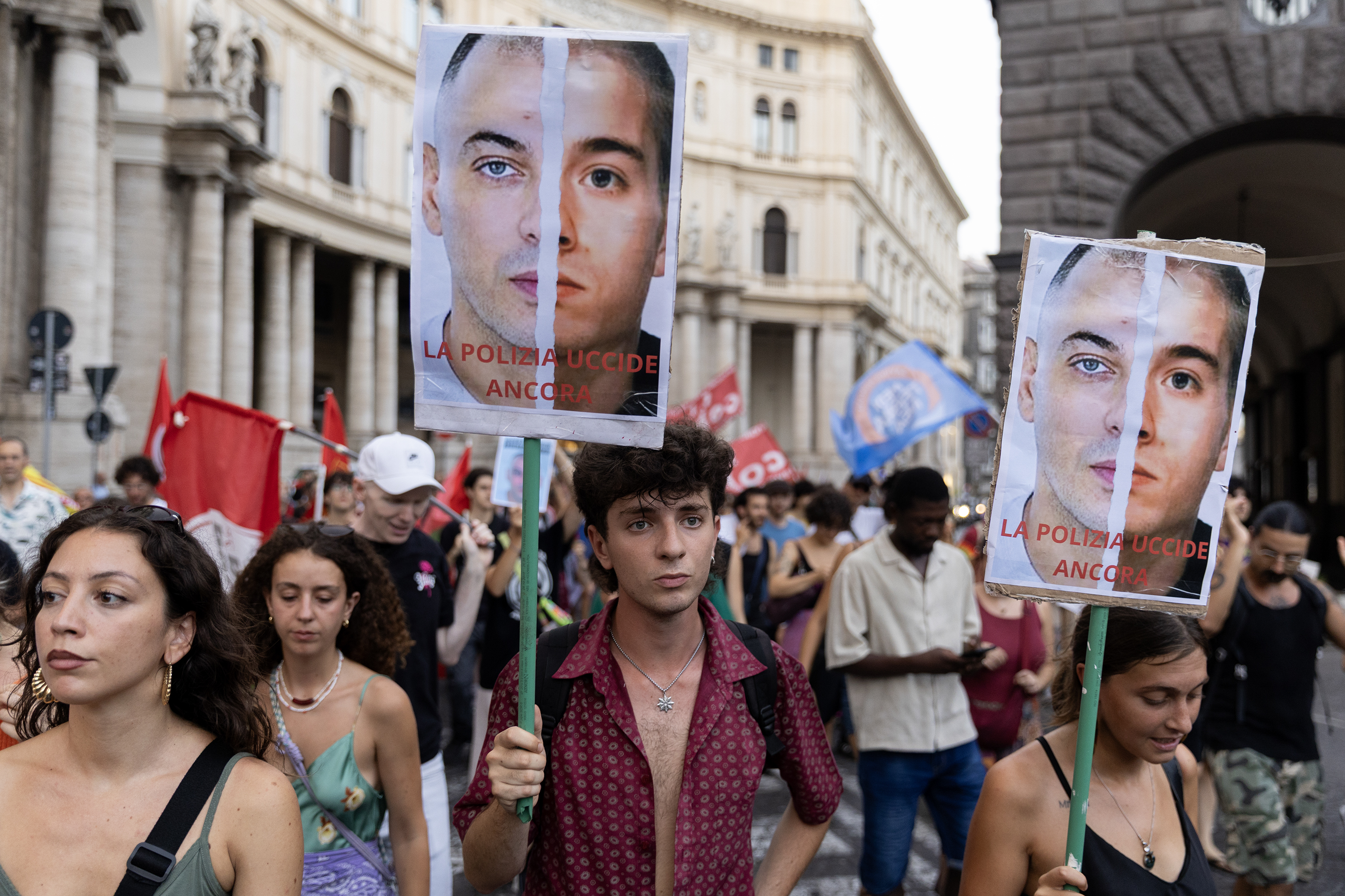 People gather during a demonstration to demand justice and truth for Abderrahim Fakir