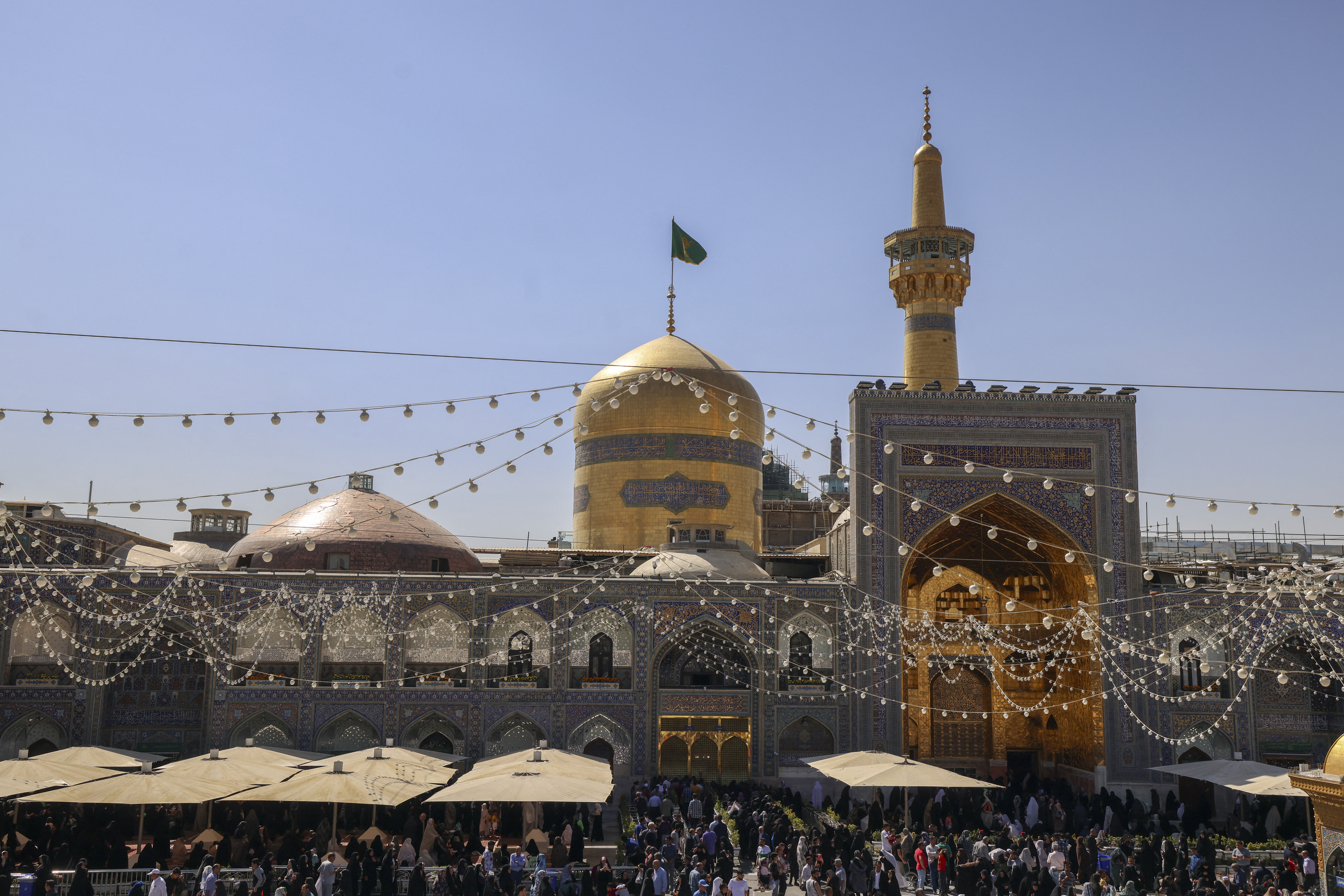 Pilgrims gather at the Imam Reza Shrine in the city of Mashhad, the capital of the province of Khorasan-e Razavi in northeastern Iran, on October 1, 2023