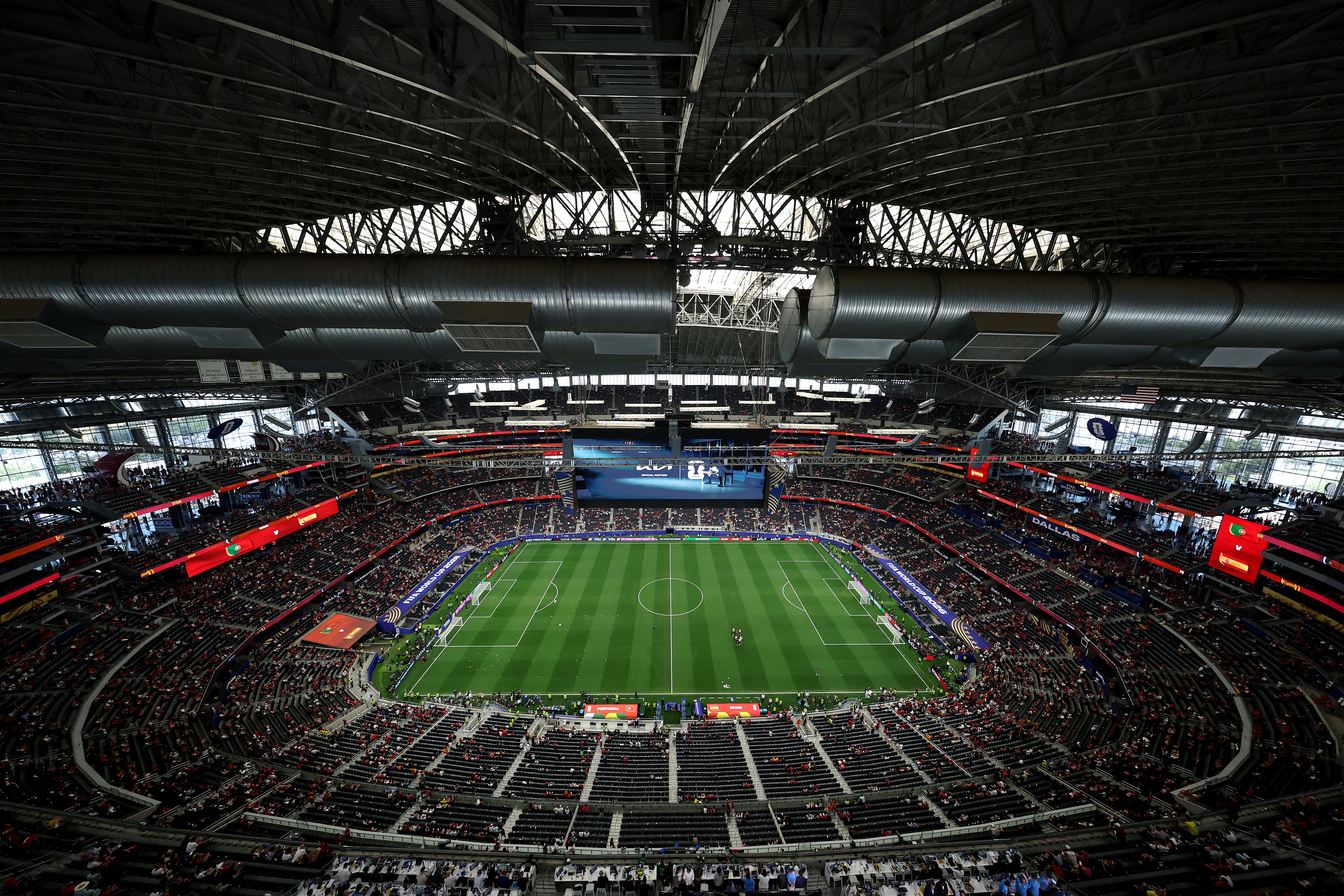 ARLINGTON, TEXAS - JULY 06: A general view before the FIFA World Cup 2026 Round of 16 match between Portugal and Spain at Dallas Stadium on July 06, 2026 in Arlington, Texas. Kevin C. Cox/Getty Images/AFP (Photo by Kevin C. Cox / GETTY IMAGES NORTH AMERICA / Getty Images via AFP)
