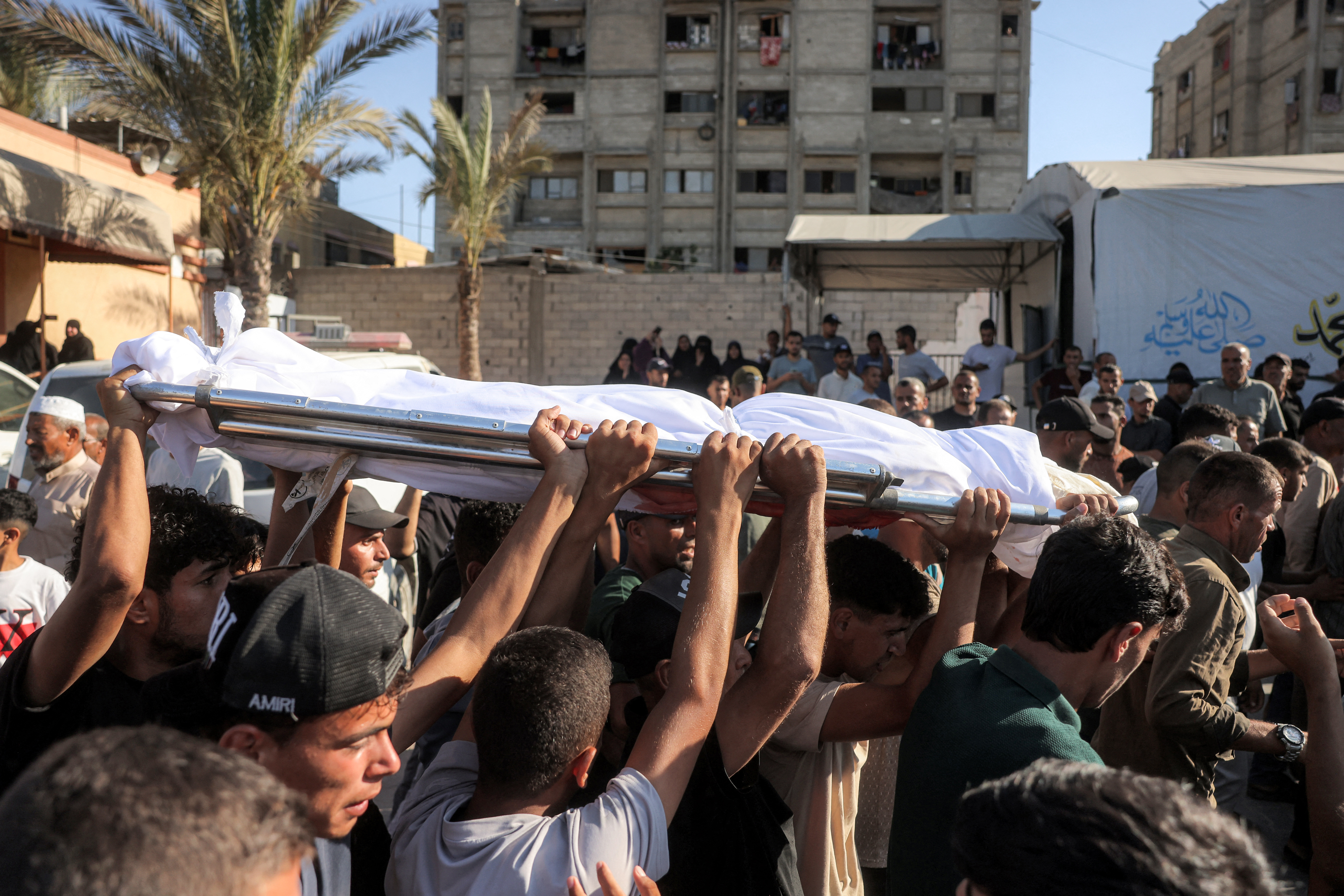 Funeral of Palestinians killed in Israeli bombing on a civilian vehicle