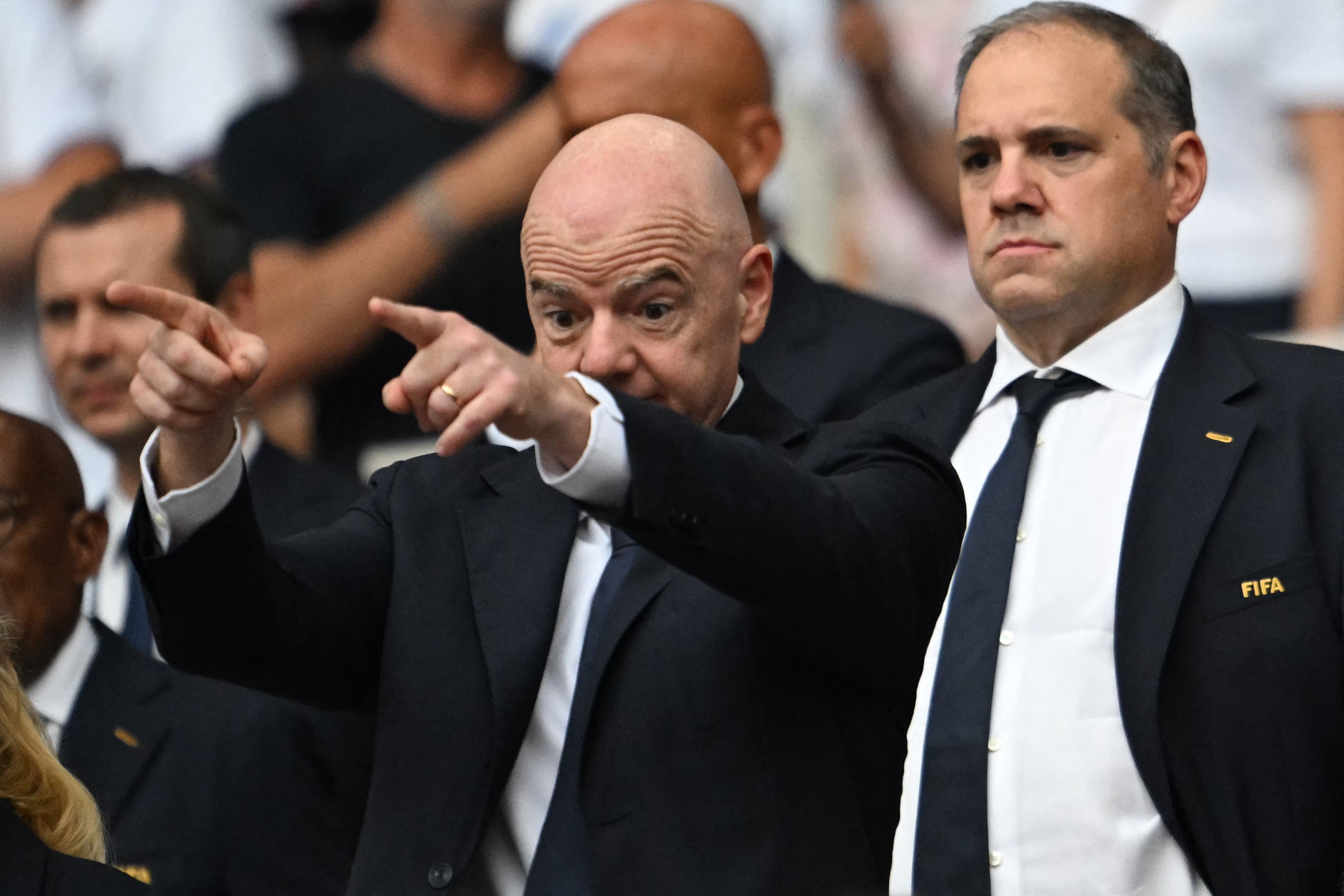 Gianni Infantino reacts.