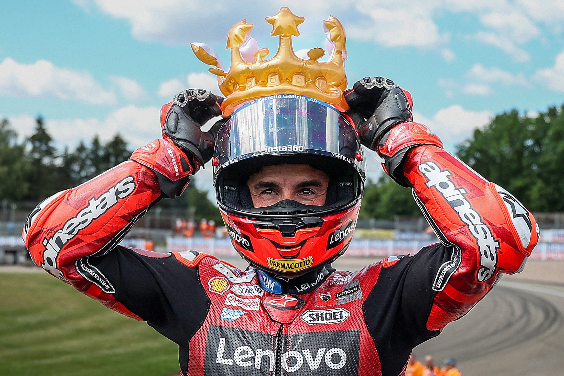 Marc Marquez reacts.