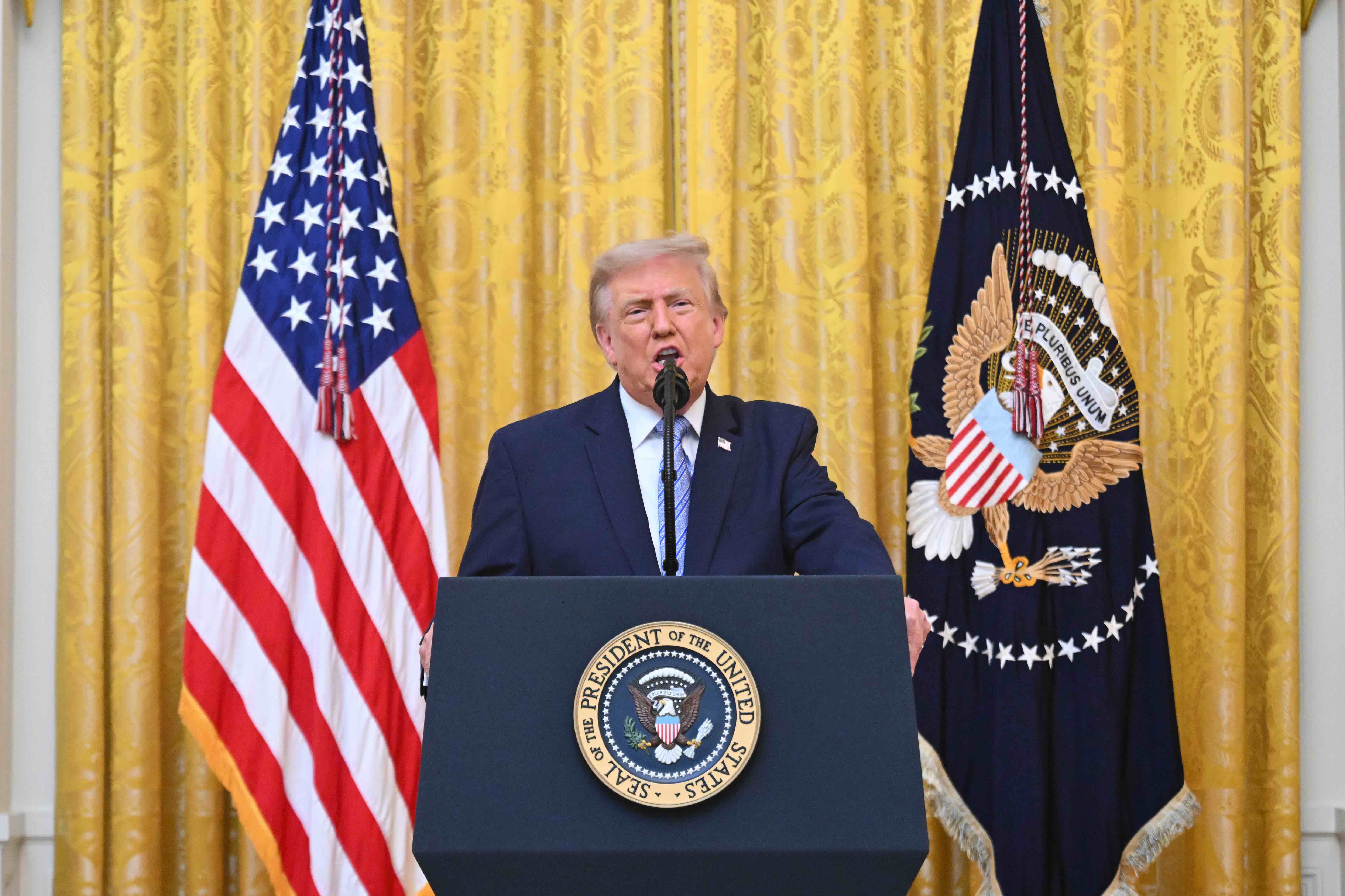 Trump speaks in the East Room of the White House, July 16, 2026