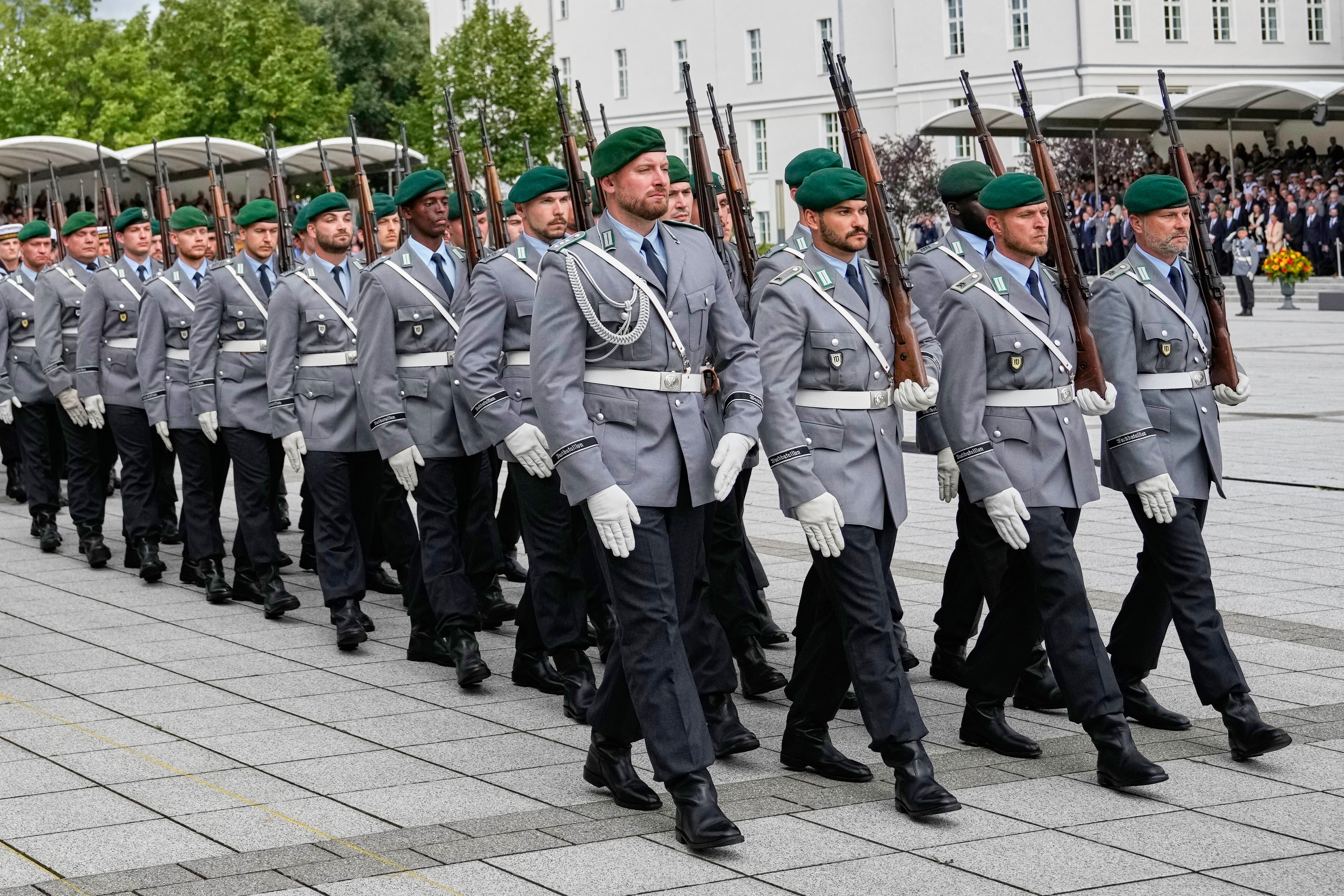 Recruits attend an oath-taking ceremony of the German army at the Defence Ministry in Berlin, Germany, Monday, July 20, 2026. (AP Photo/Ebrahim Noroozi)