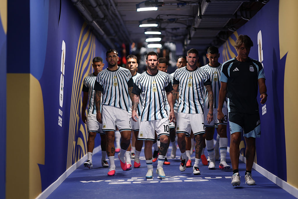 Lionel Messi #10 of Argentina leads teammates out of the tunnel for warm ups before the FIFA World Cup 2026 Quarter Final match between Argentina and Switzerland