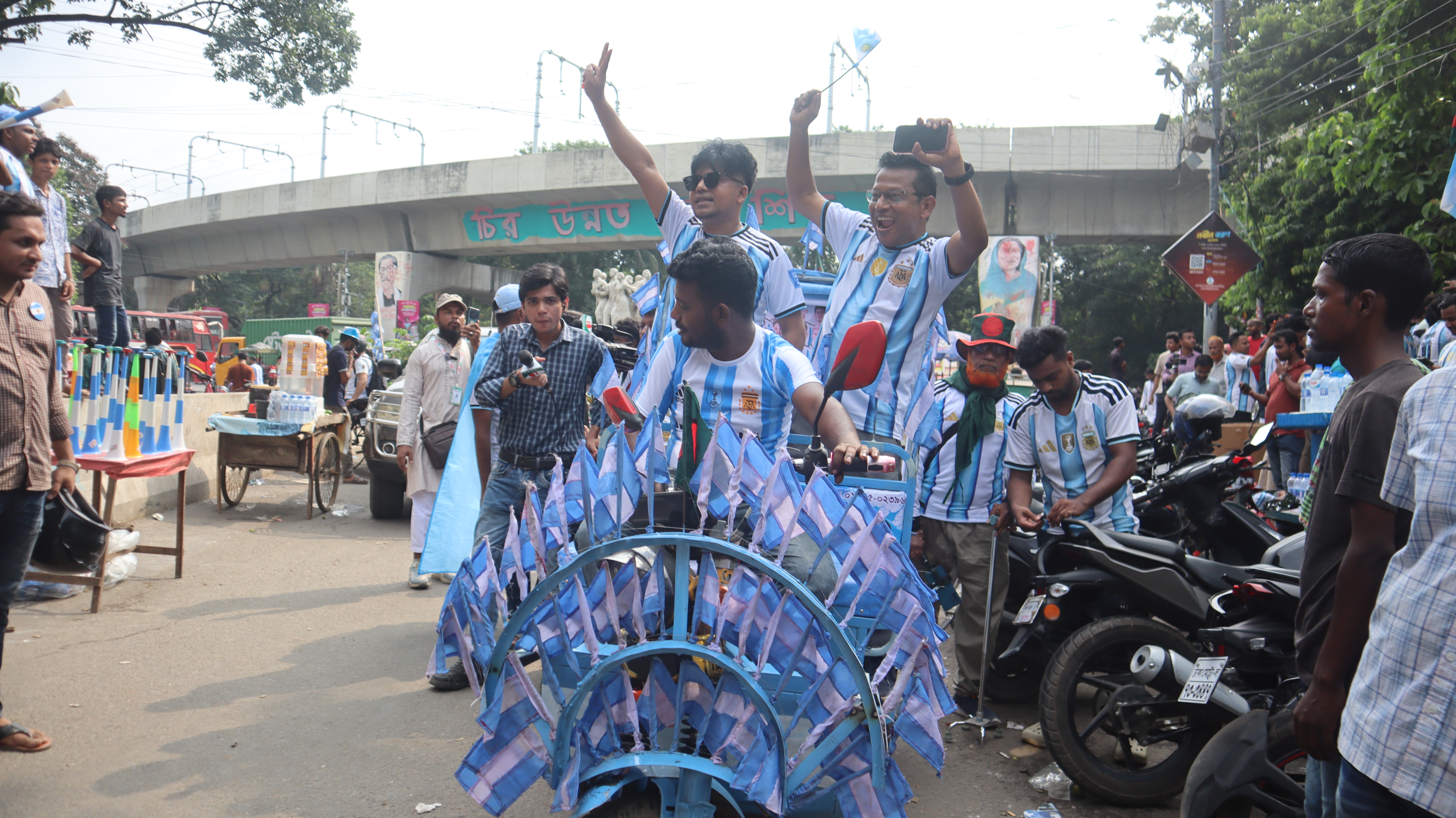 Bangladeshi supporters of Argentina's football team at a welcome rally for fans in Dhaka, Bangladesh on June 17, 2026 [Masum Billah/ Al Jazeera]