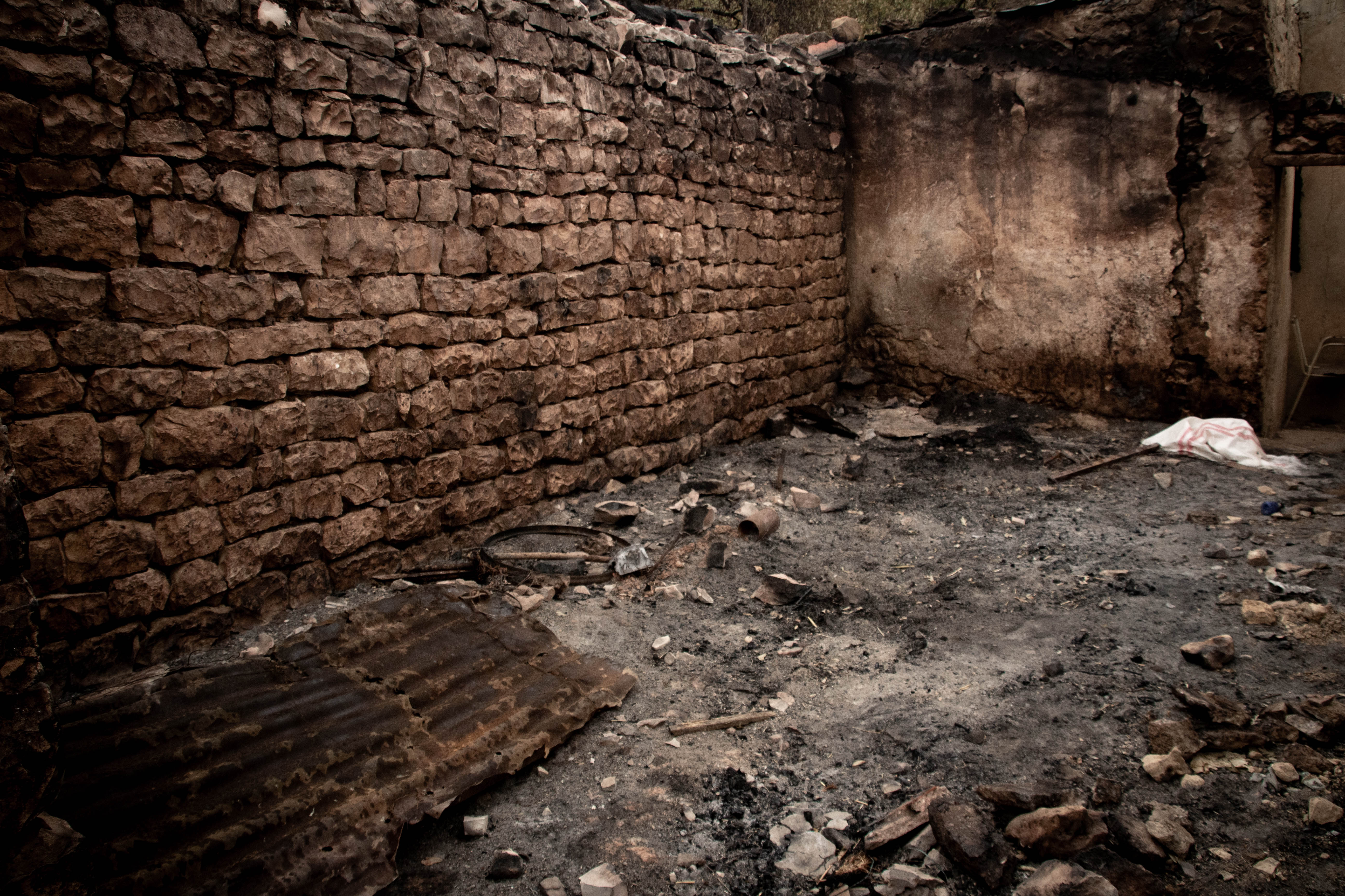 The charred remains of Mongi Abdeli’s farm In Kef governorate, Tunisia