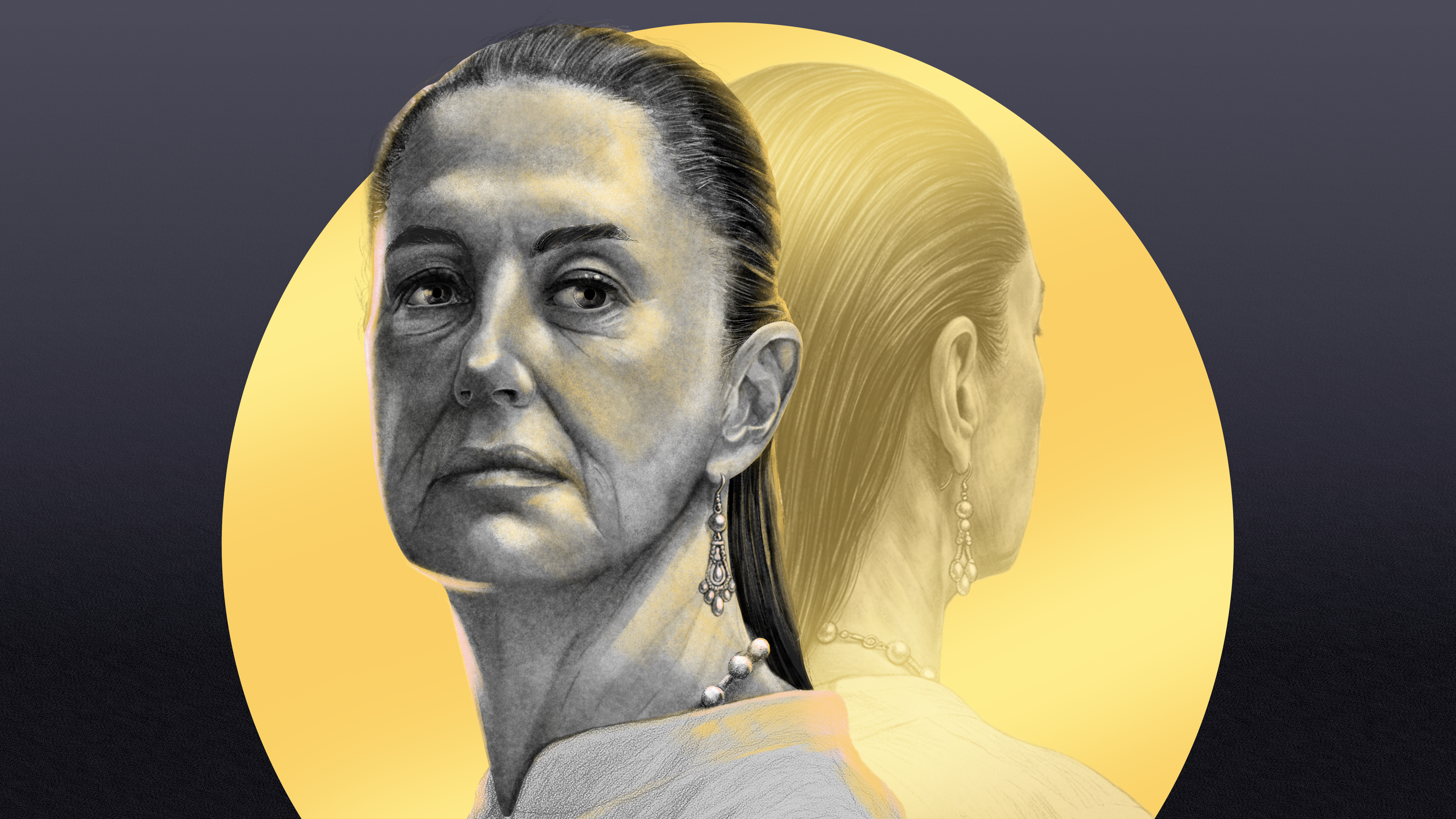 A stylized image of Claudia Sheinbaum [Muhammet Okur/Al Jazeera]