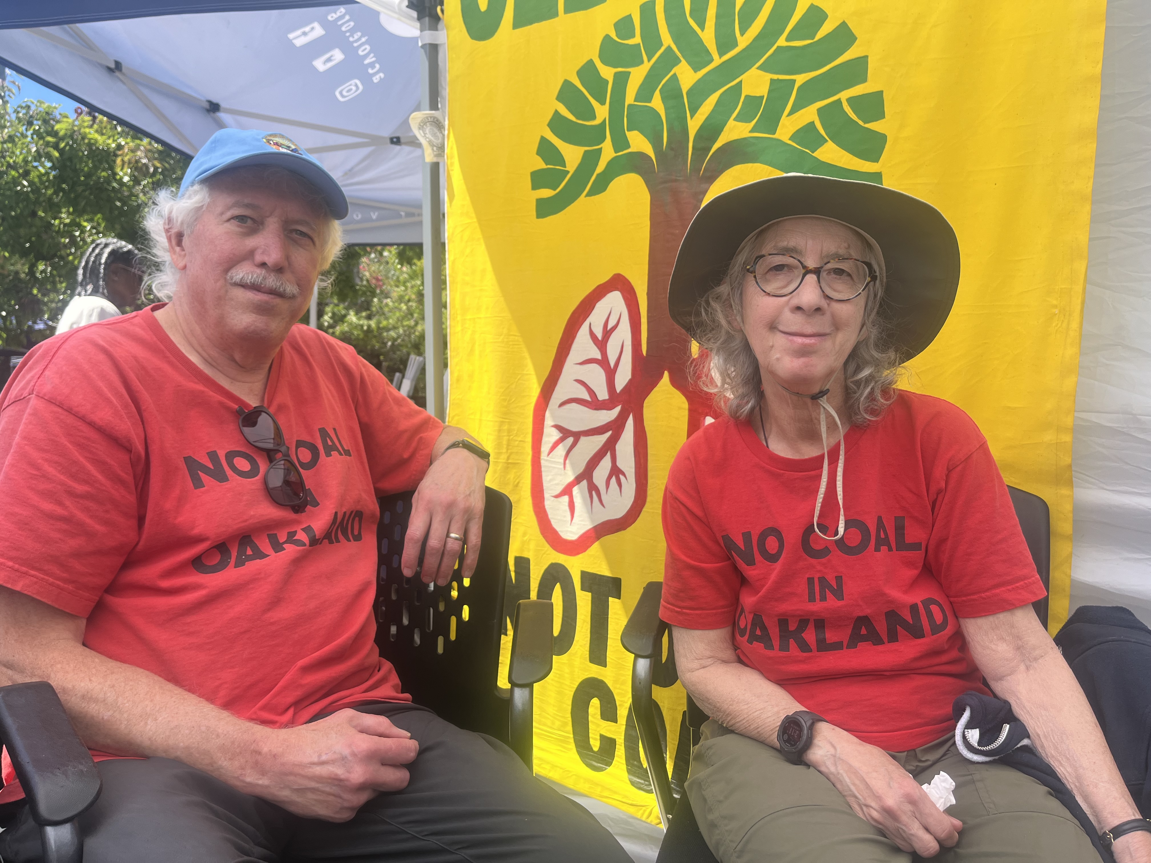 No Coal in Oakland campaigners at a protest. Credit- Saumya Roy