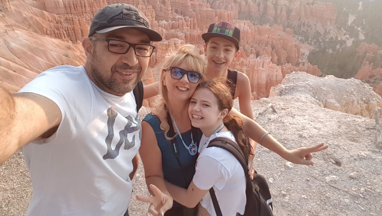Claudia Possetti, her husband Andrea, and Claudia's two children on a family vacation, before they died in the Genoa bridge collapse in 2018 [Courtesy of Egle Possetti]