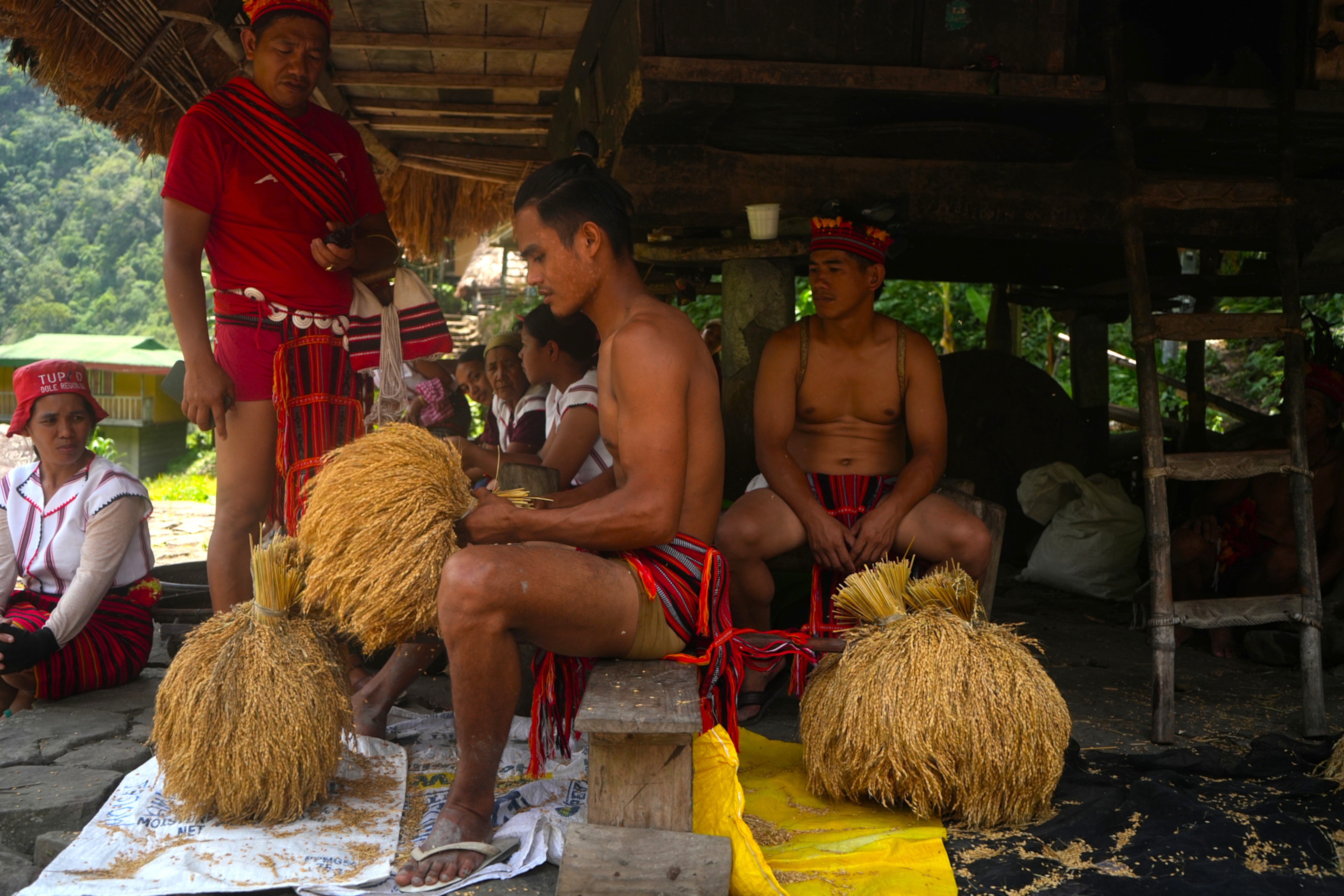 Batad village chairman Romeo Heppog [standing left] said it is crucial for the national government of the Philippines to allocate enough funds in order to speed up the repair of the rice terraces following the November 2025 landslide. 